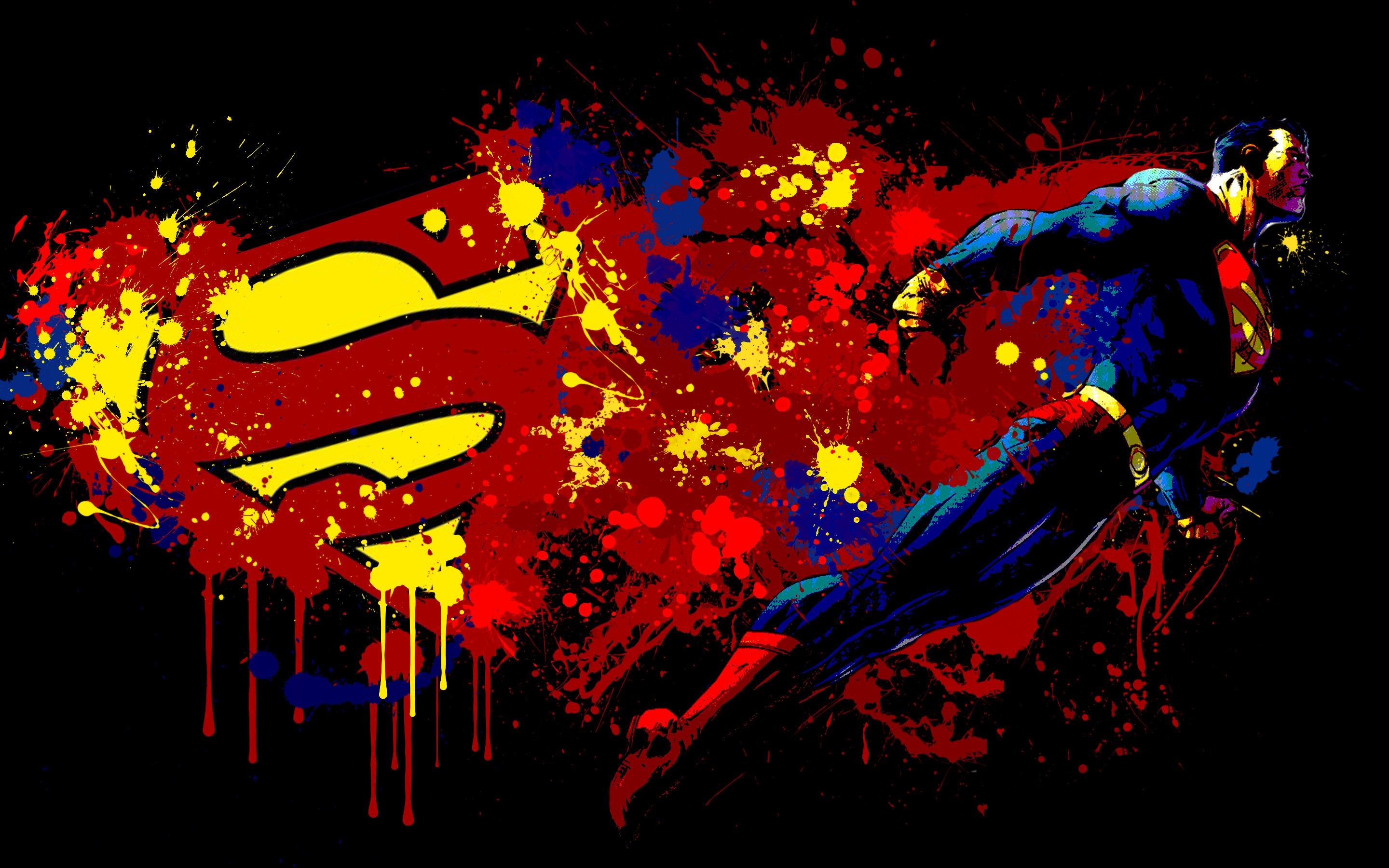 2880x1800 Walls4Joy: Superman Superman Logo black background paint splatter .