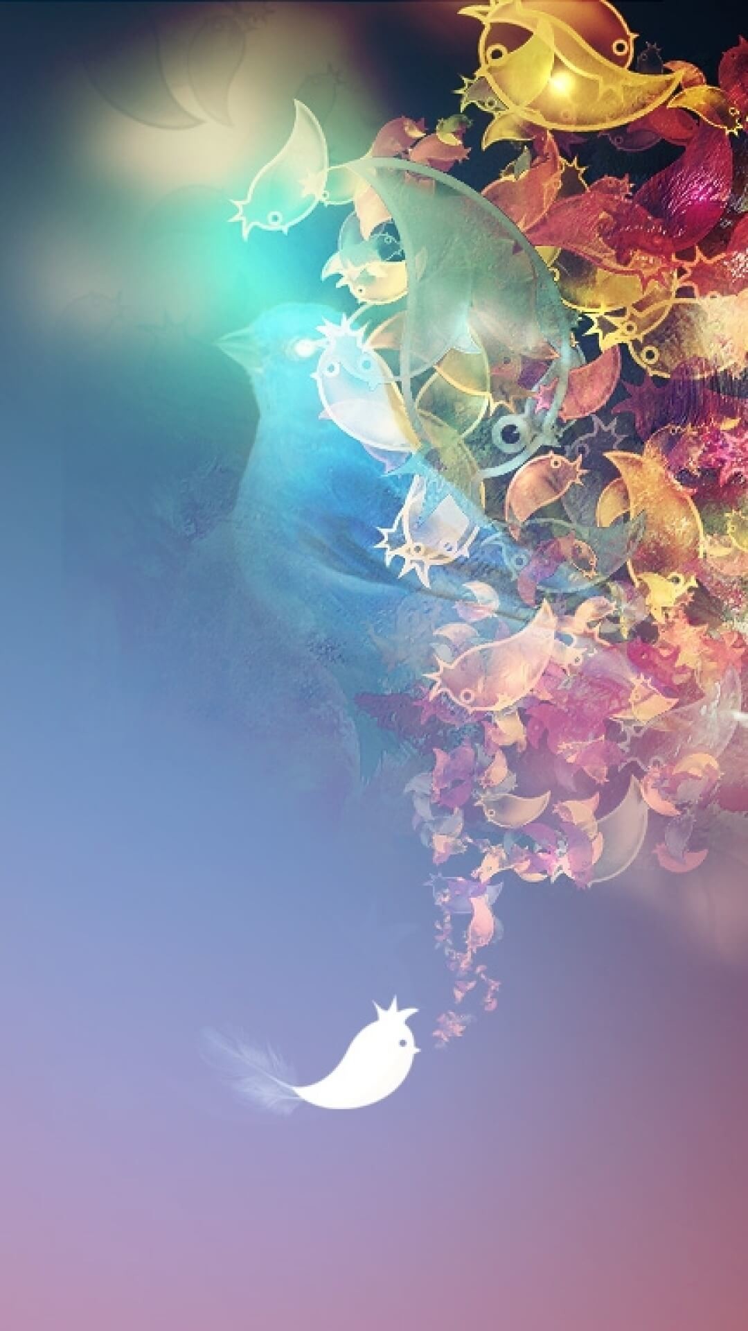 1080x1920 Flowers with birds abstract wallpaper