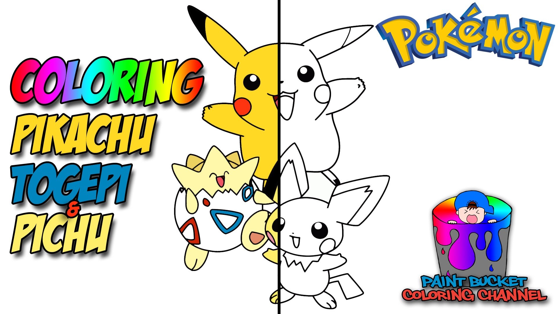 1920x1080 Coloring Pikachu Togepi Pichu - Pokemon Coloring Page for kids to learn  colors - YouTube