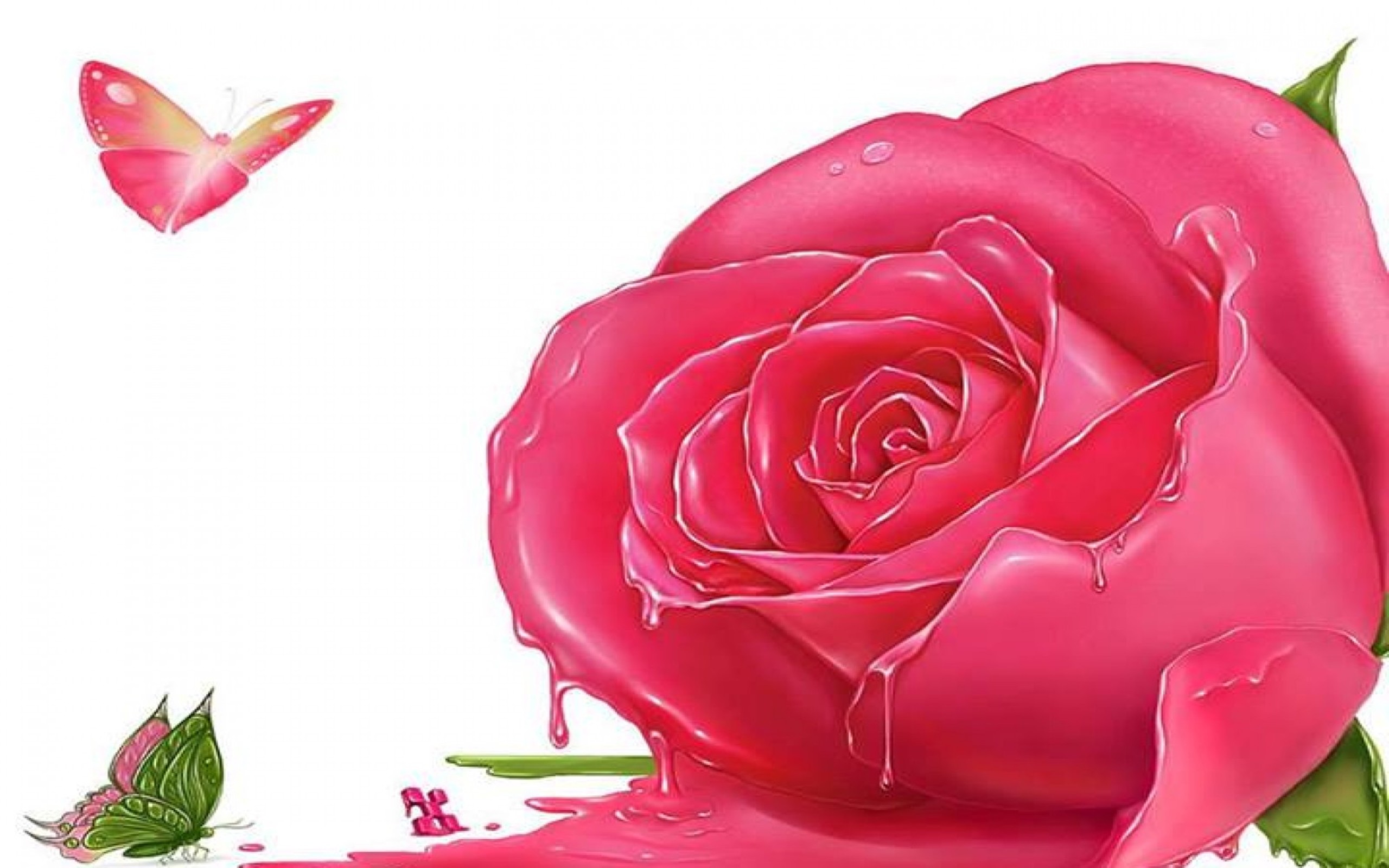 2560x1600 Melting Rose Cute Pink Butterflies Abstract - Image #1994 - Licence: Free  for Personal