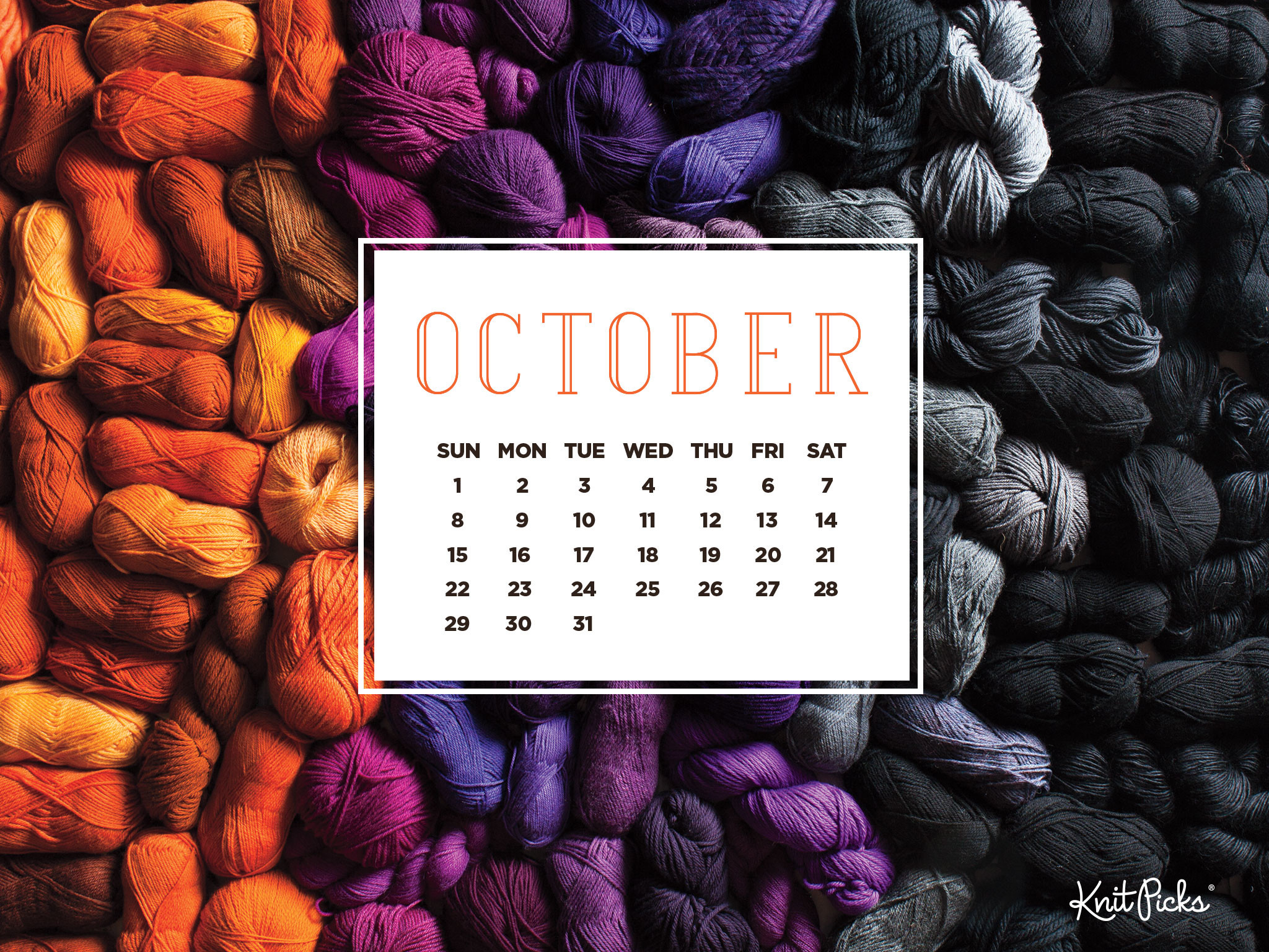 2048x1536 Free Downloadable October Calendar