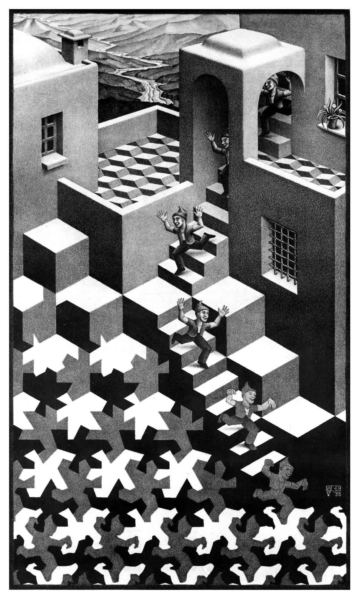1185x1980  Cycle, Lithograph By M.c. Escher, 1938. M.c. Escher