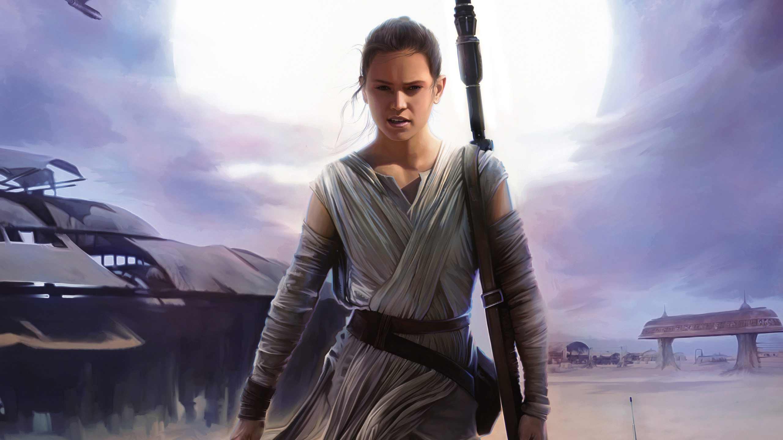 2560x1440 Rey Artwork - Star Wars 7: The Force Awakens  wallpaper