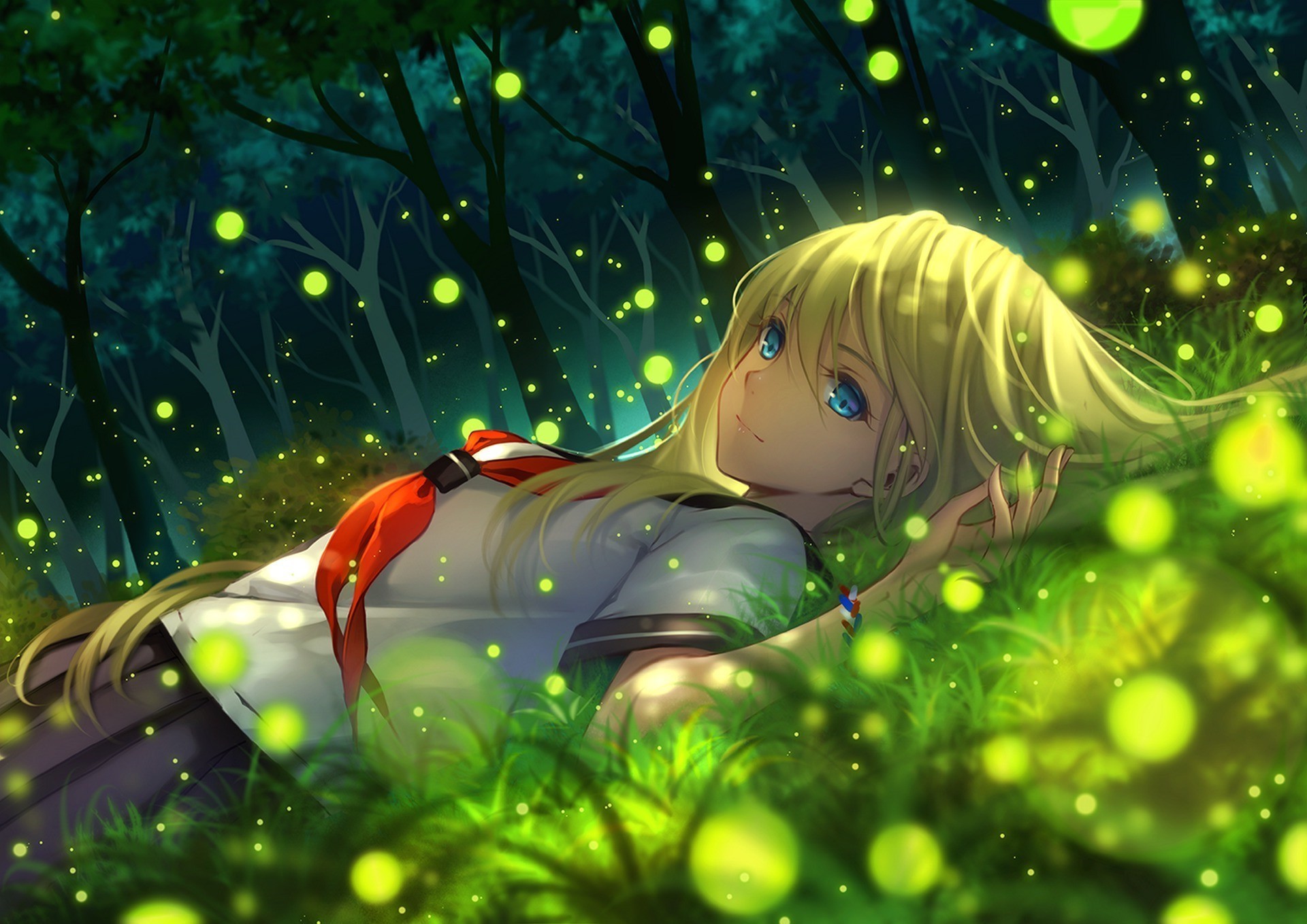 1920x1358 Cute Anime Girl Sleep Garden HD Wallpapers