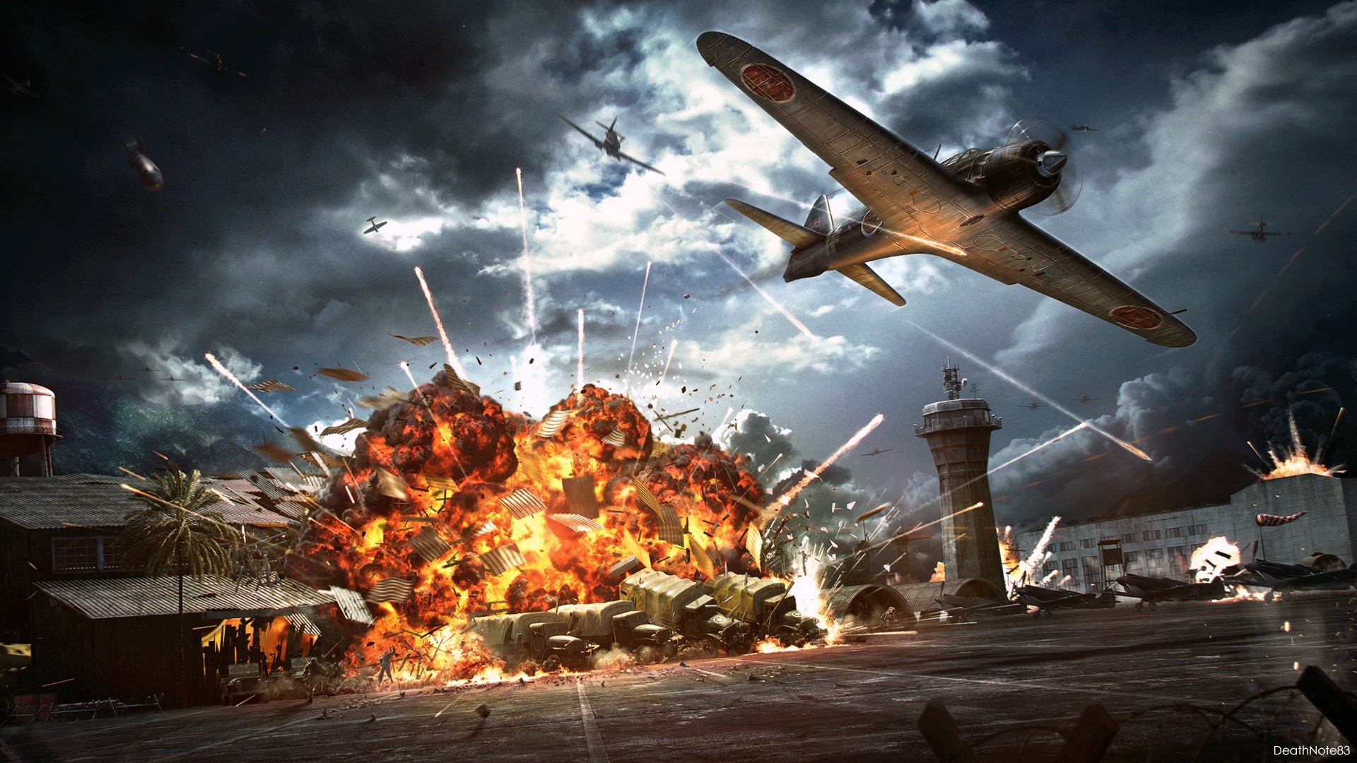 1920x1080 Actual Combat Footage WW2 | aircraft, War, battle, plane in the sky  wallpapers