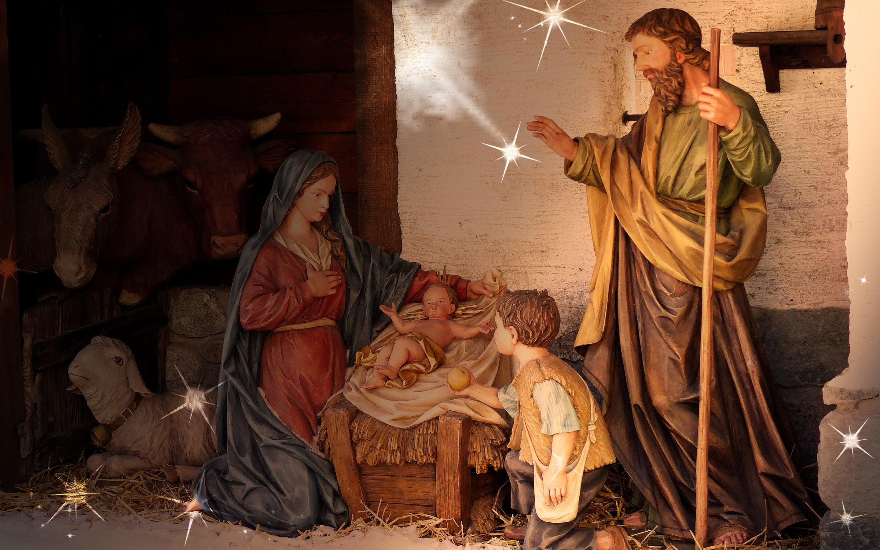 2880x1800 HD Wallpaper: Birth of Jesus scene at every Christmas