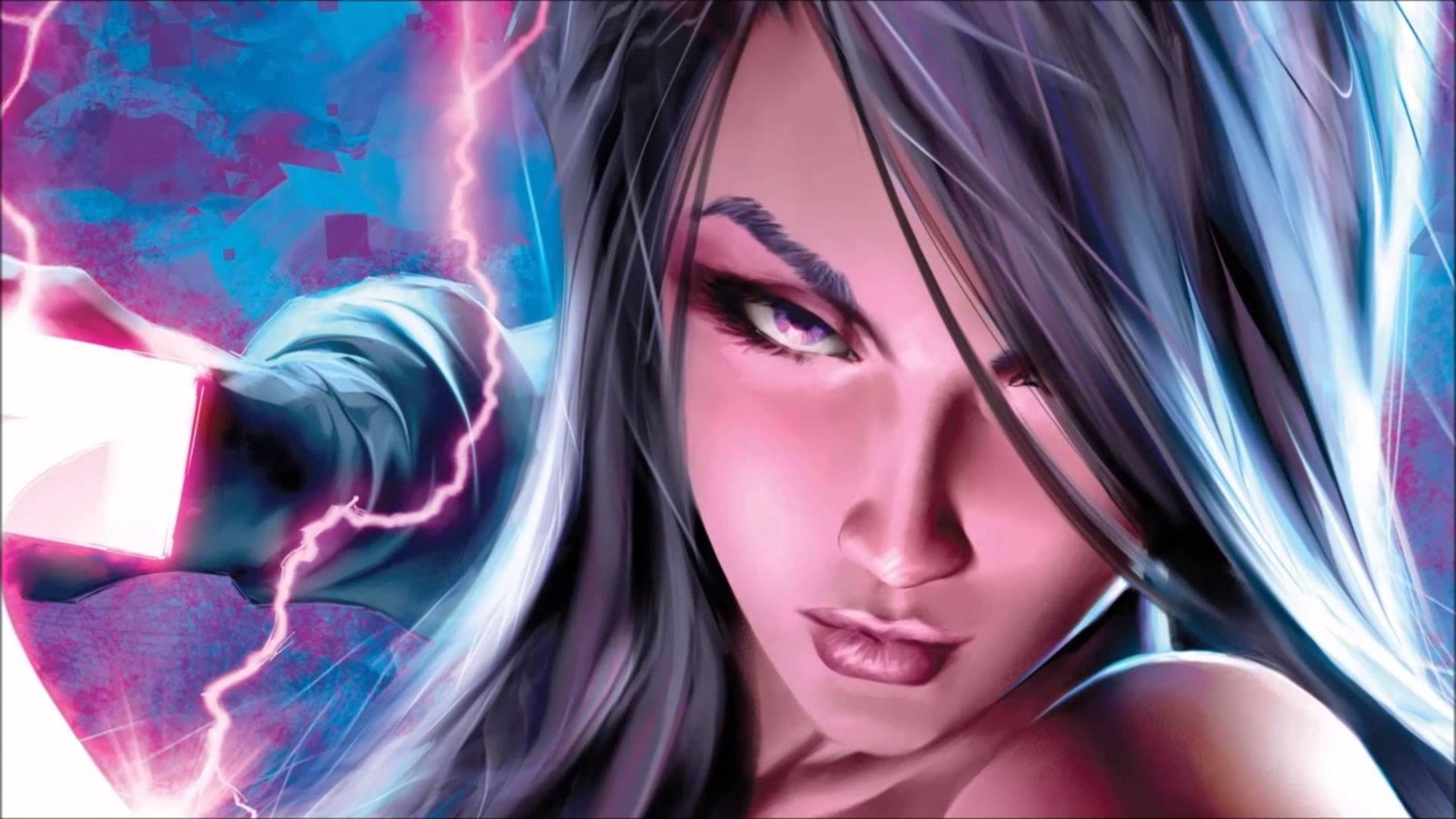 1920x1080 Psylocke, Girl, Purple Eyes, Lightning, Weapon