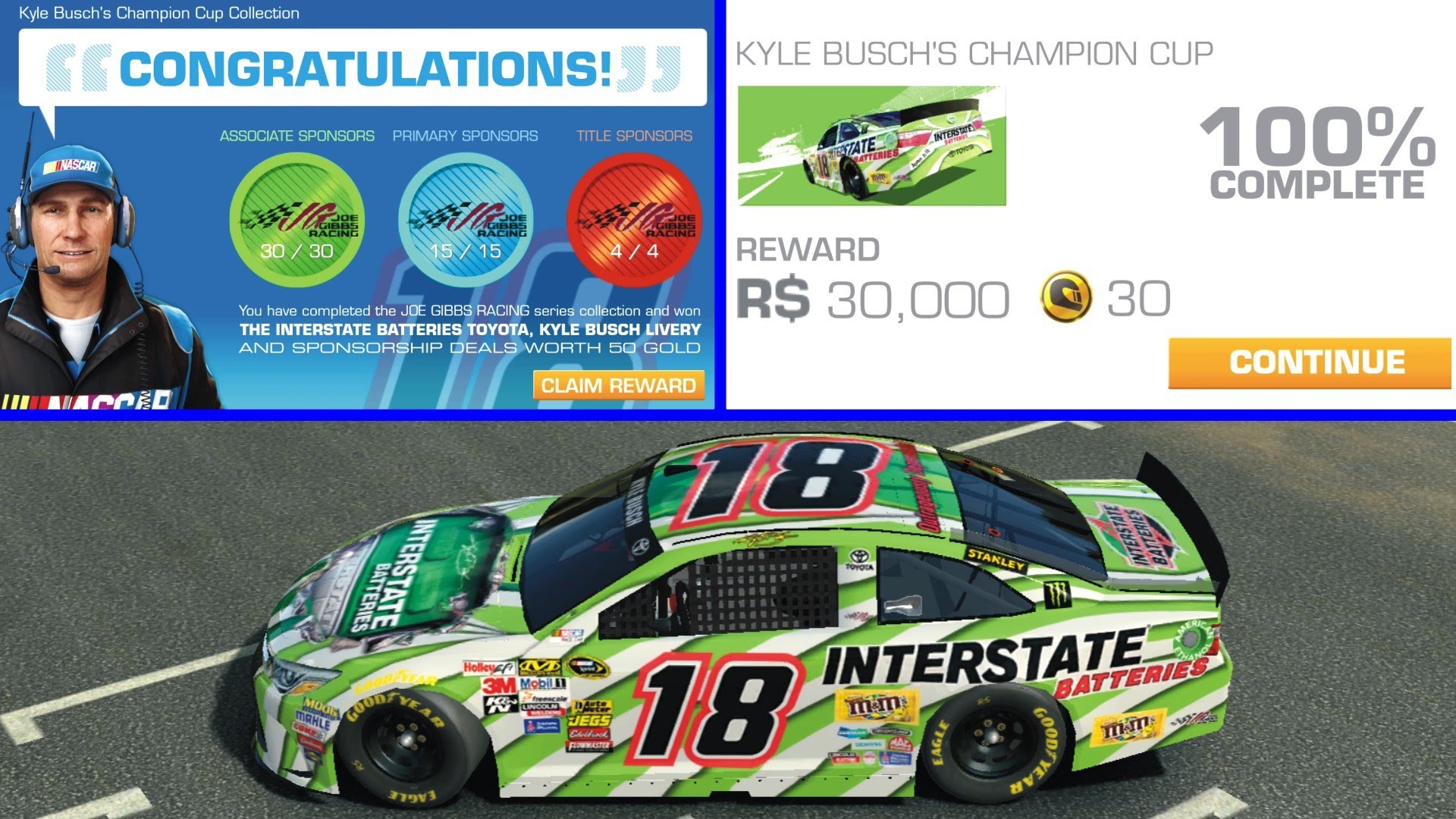 1920x1080 Real Racing 3 NASCAR - 100% of Kyle Busch's Champion Cup Complete - YouTube