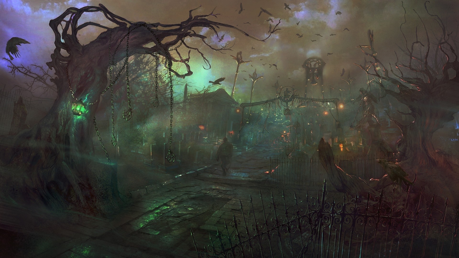 1920x1080 Woodland Cemetery by Lars Grant-West | Setting - Fantasy | Pinterest |  Cemetery, Mtg art and Environment design