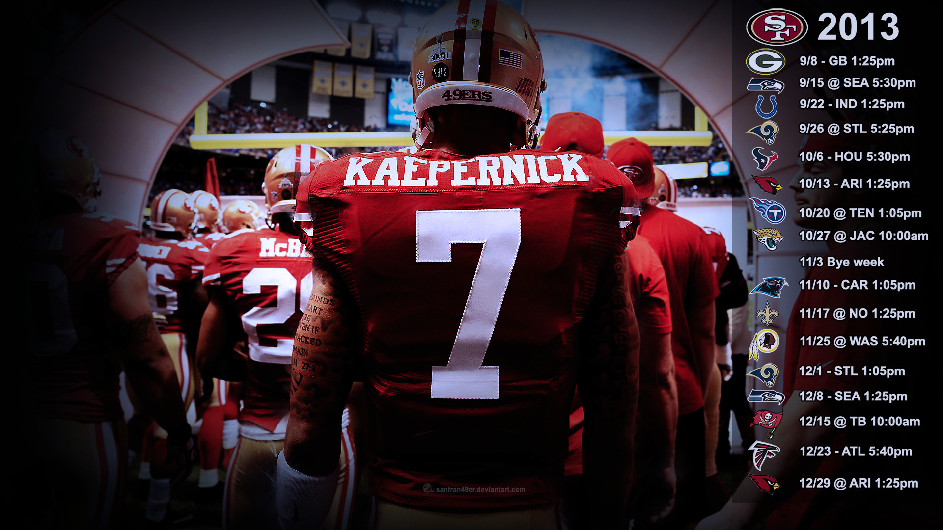 1920x1080 ... Kaepernick Wallpaper with 2013 schedule (PST) by SanFran49er