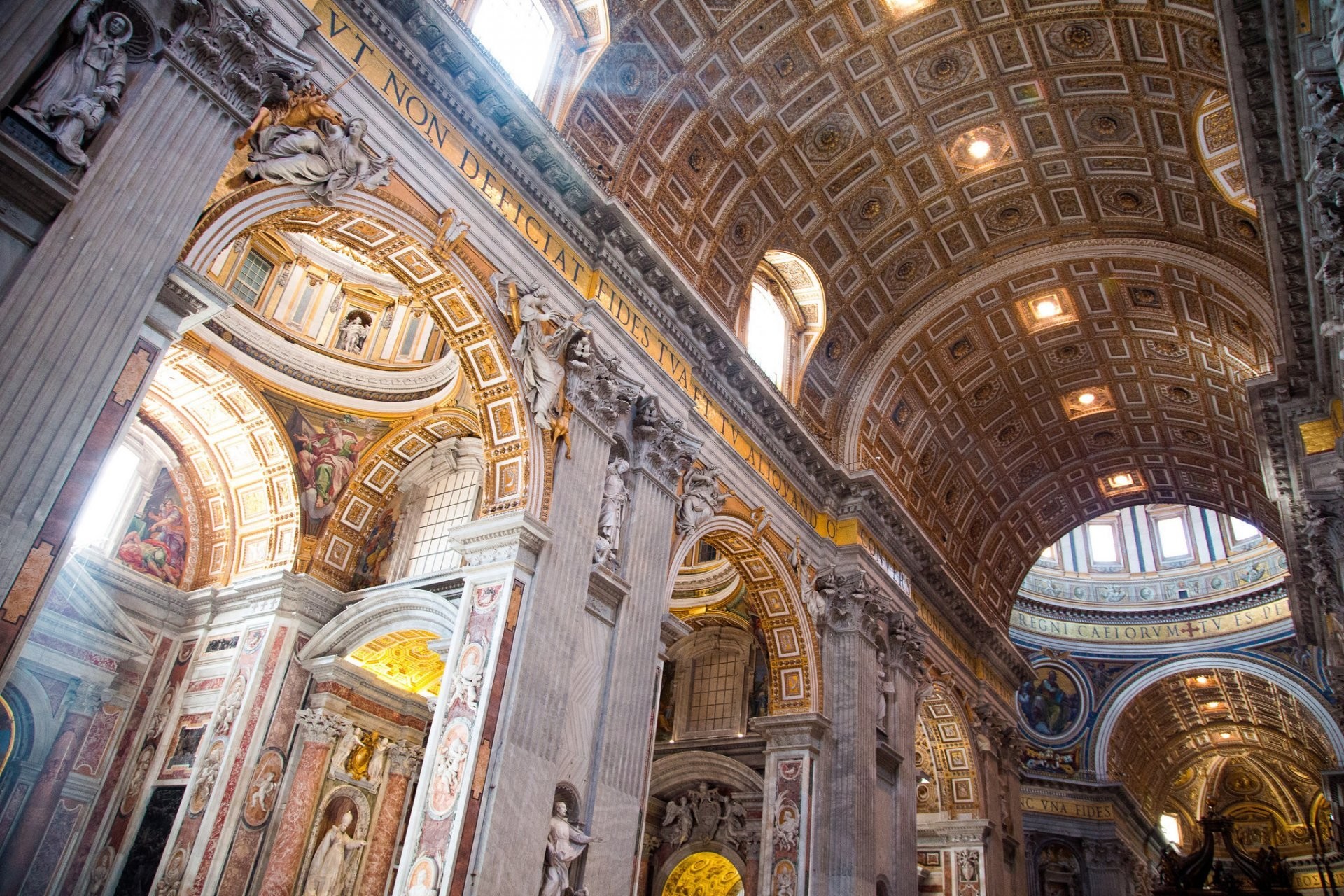 1920x1280 vatican city st. peter's basilica nave column painting
