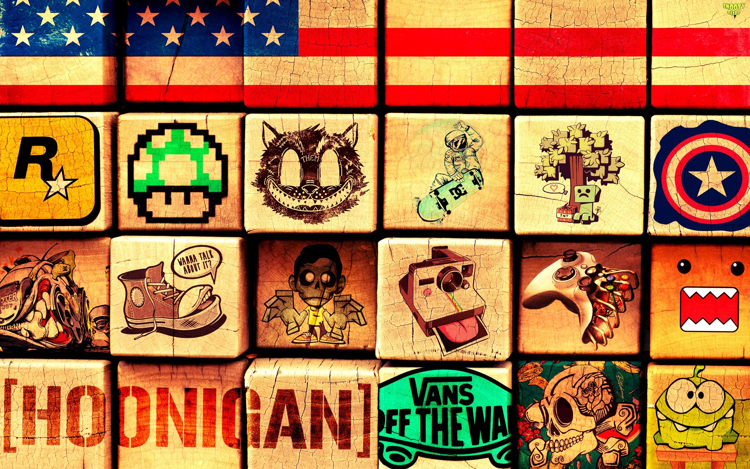 2560x1600 American Flag Flag Blocks Square Cube Rockstar Games Mario Mushroom  Skateboarding Minecraft Captain America Shoe Camera Instagram Controller  XBOX Domo-Kun ...