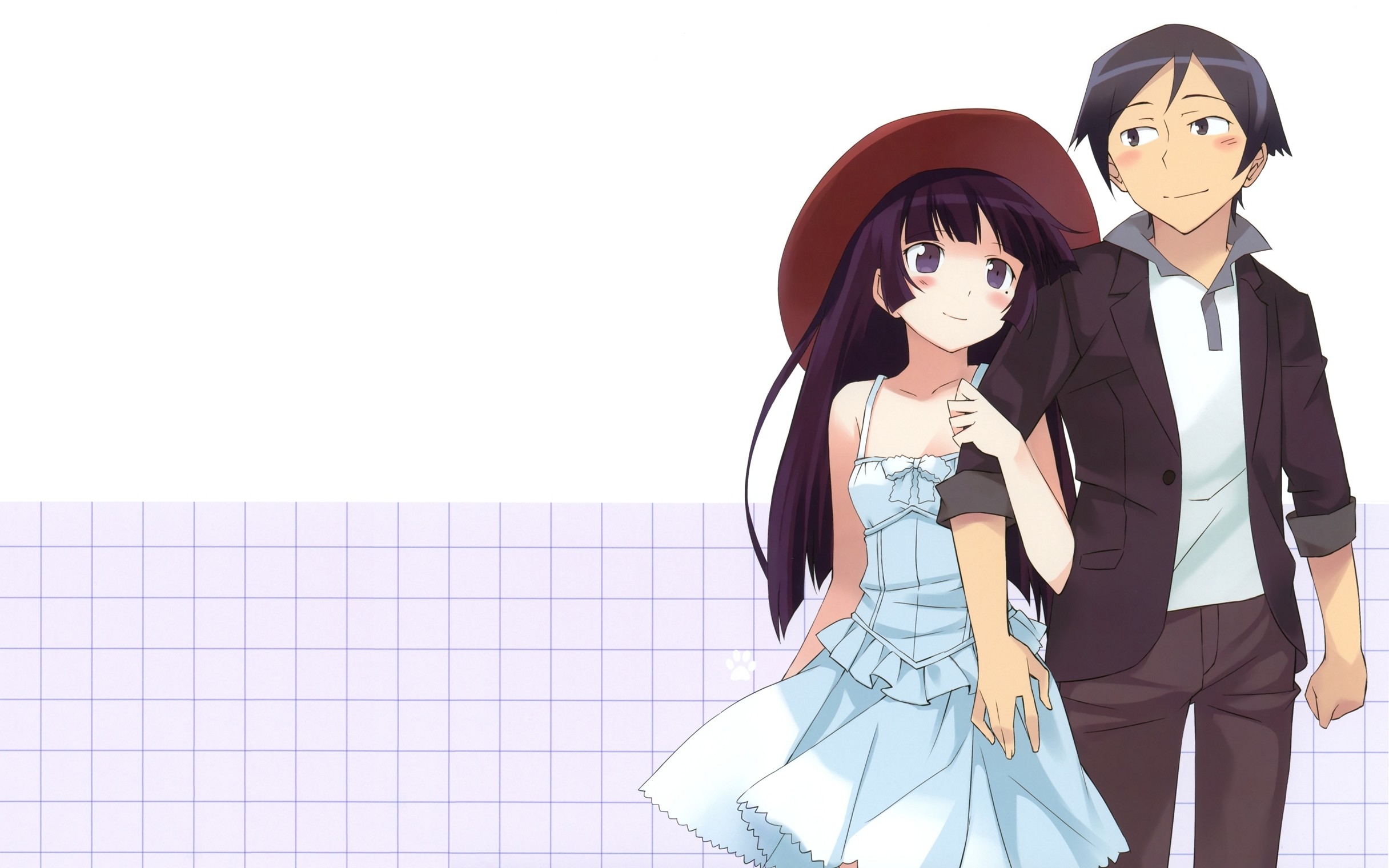 2432x1520 Boy Girl Hug Hat Smile Anime 2014 Wallpaper NBW800