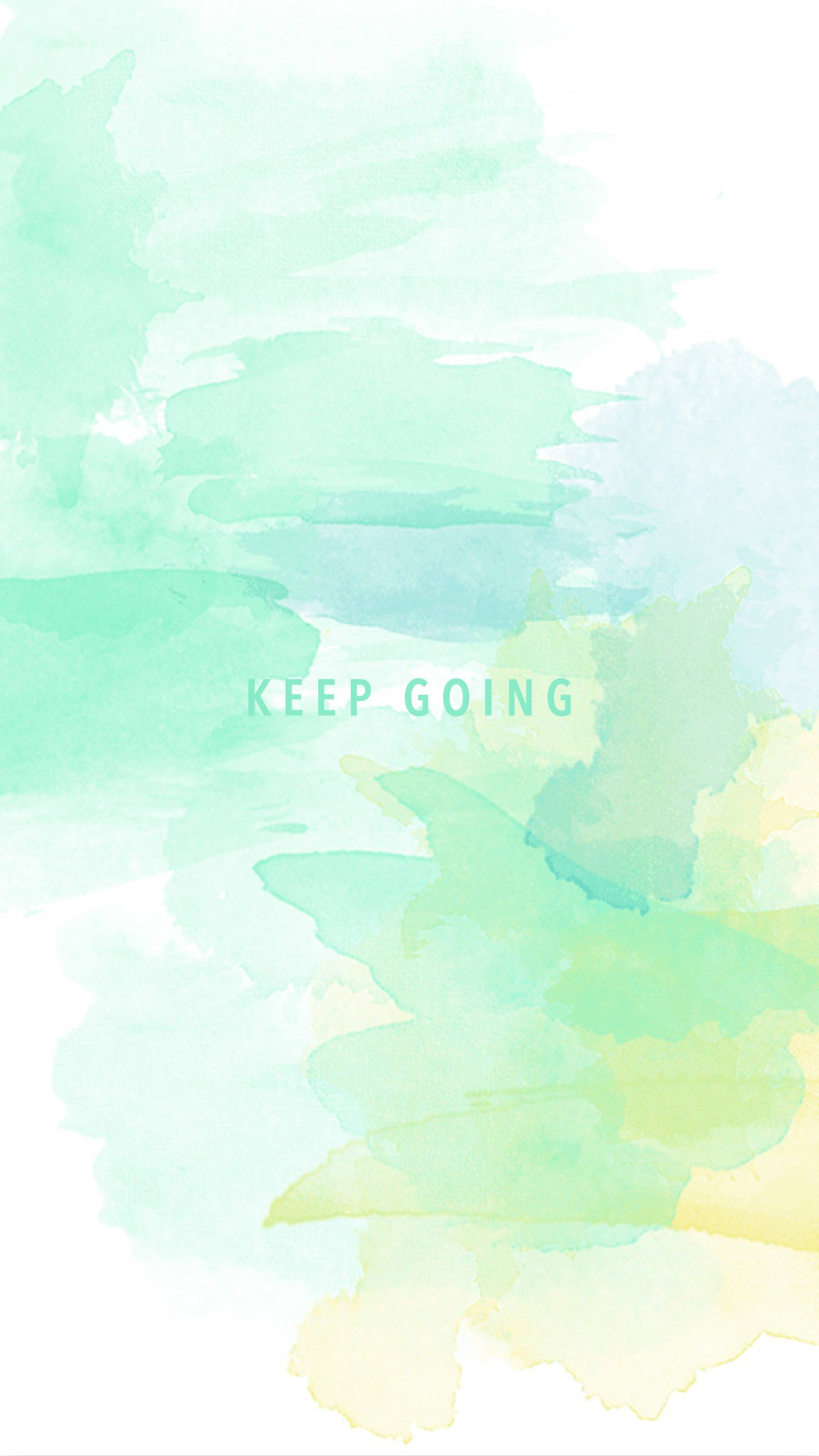 1153x2048 Mint green yellow watercolor Keep Going phone wallpaper phone background