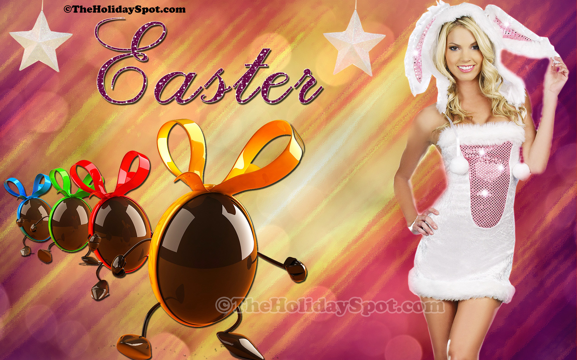 1920x1200 Easter wallpaper of a Gorgeous lady