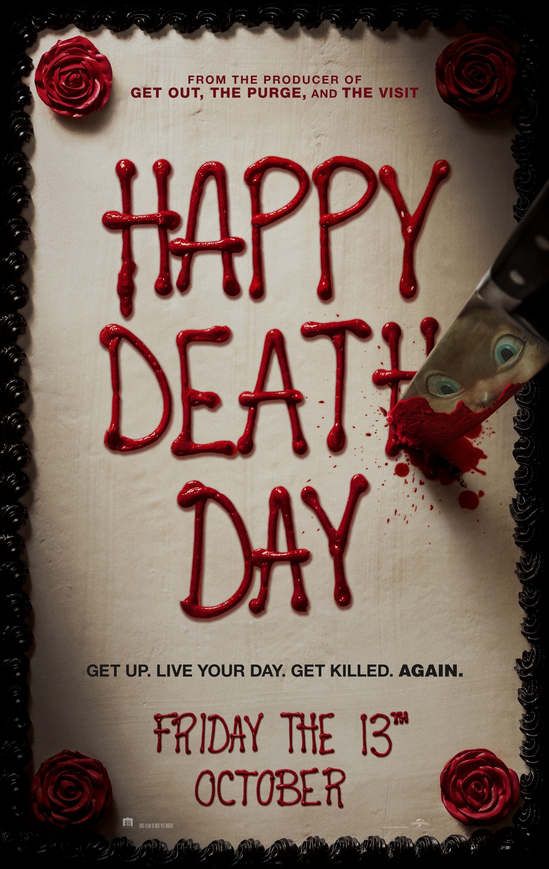 1895x3000 First Poster for 'Happy Death Day' - Horror-Mystery from the Producer of  'Get Out' and 'The Purge'
