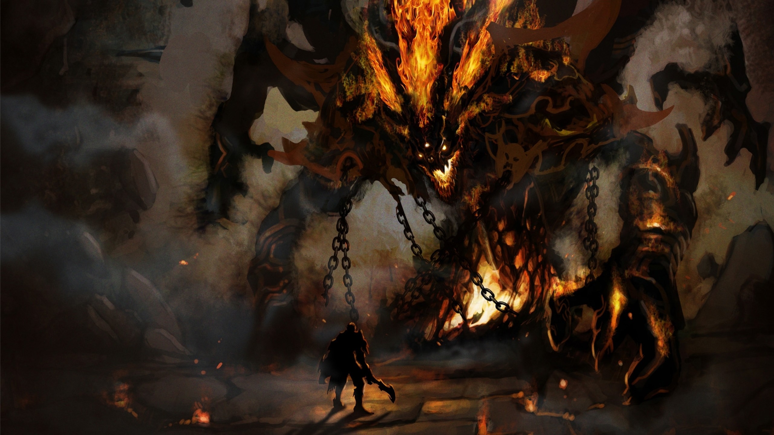 2560x1440 monsters knights fire hell aion fantasy art colossus artwork templar demon  1920x1080 wallpaper Wallpaper HD