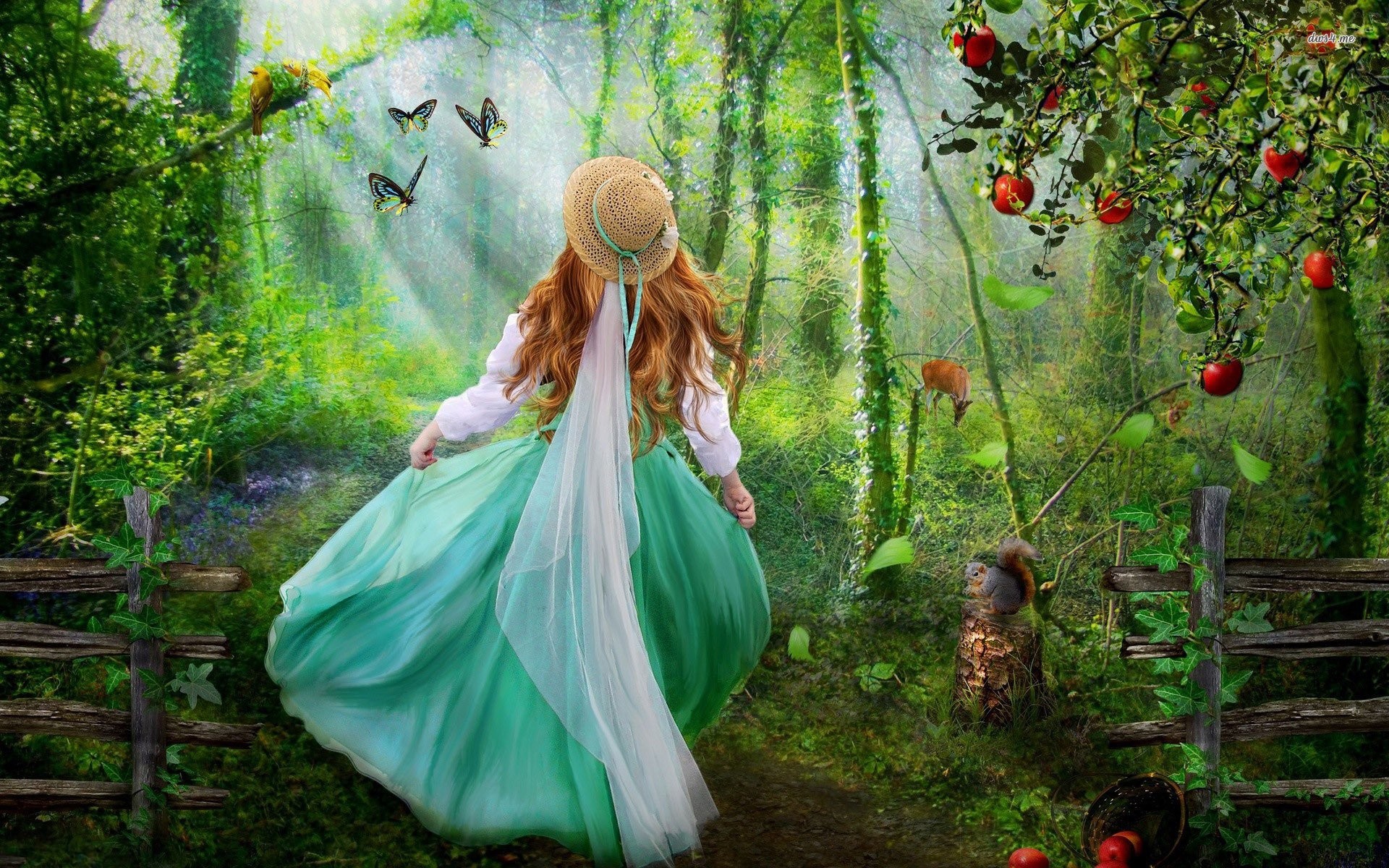 1920x1200 Girl In The Enchanted Forest