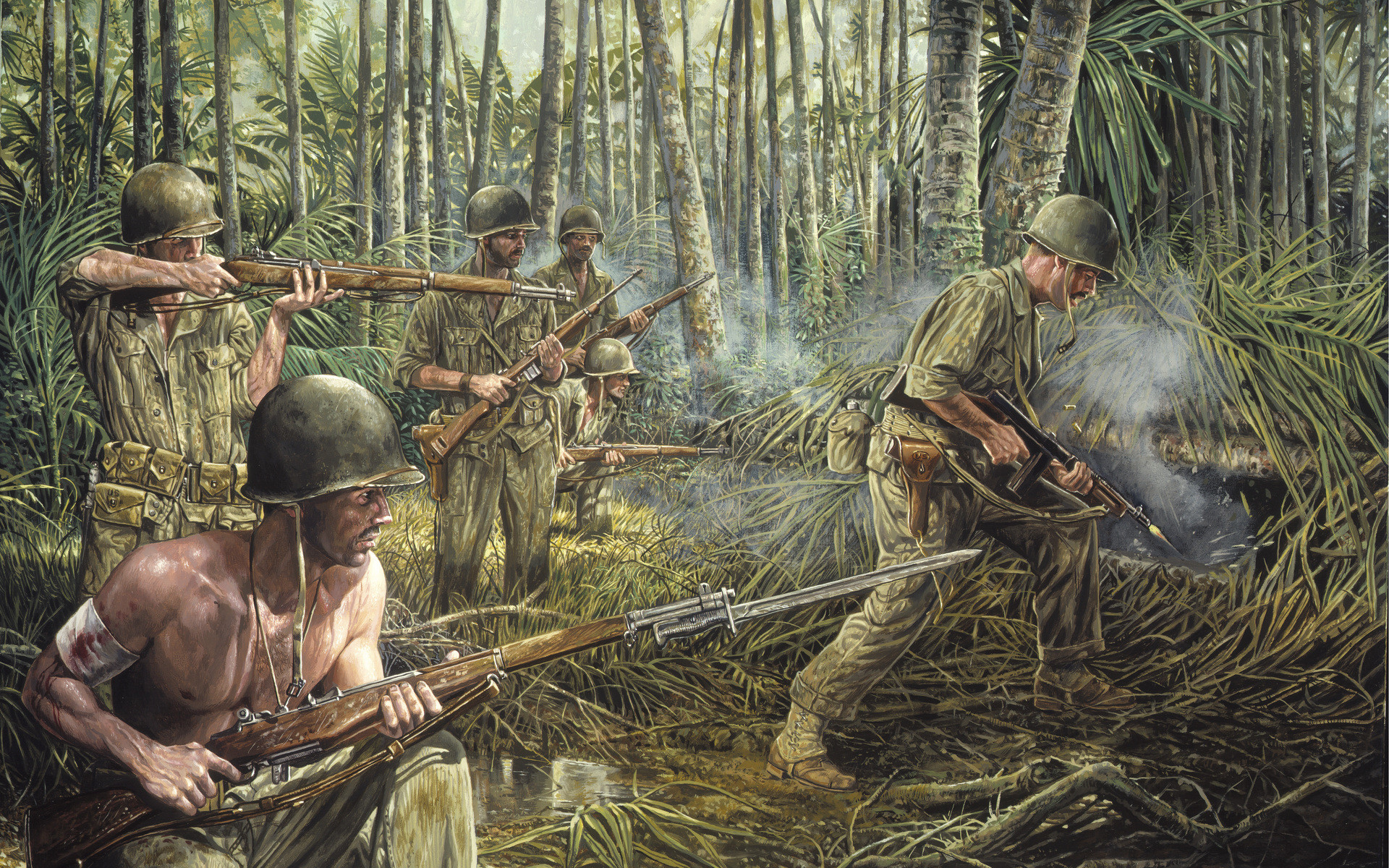 1920x1200 Battle of Iwo Jima World War II Painings, Art Wallpaper