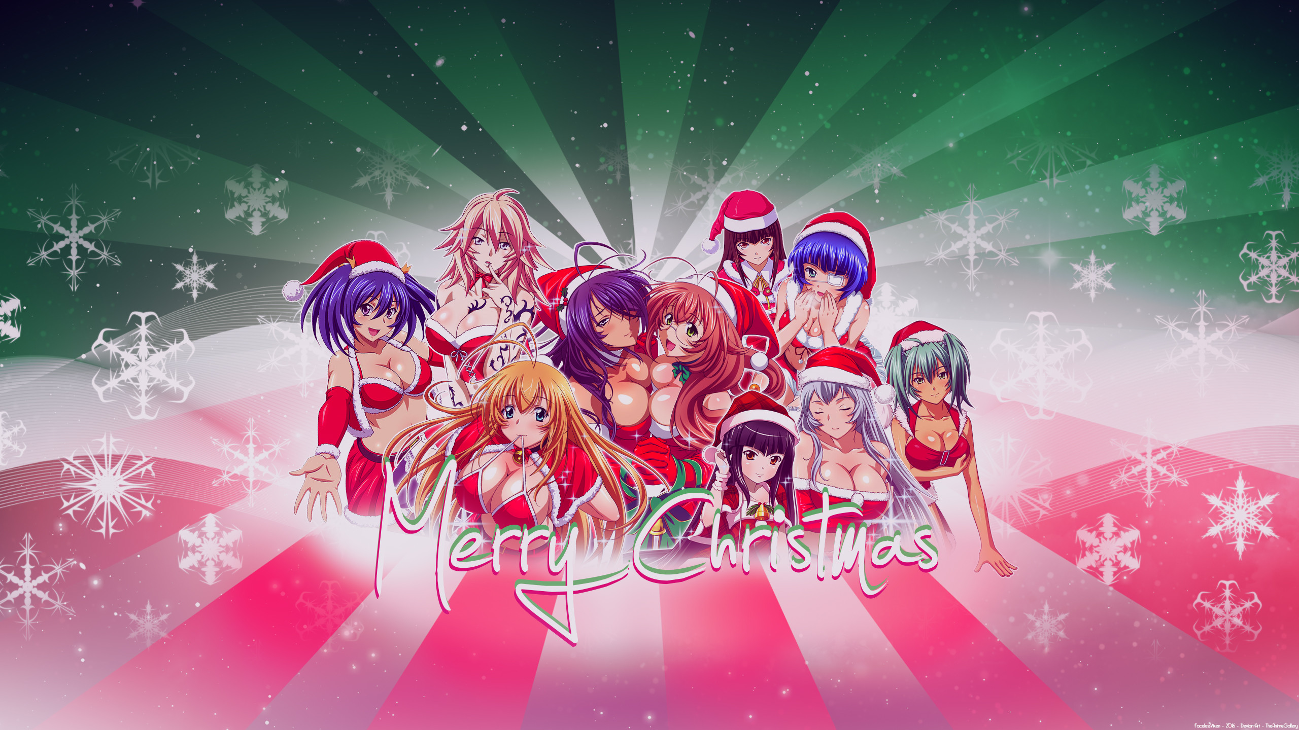 2560x1440 Celebrations / Christmas / Anime girls Wallpaper
