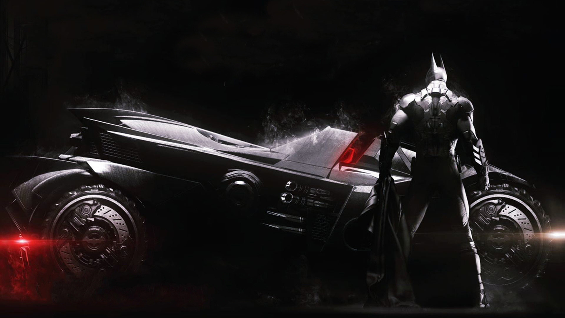 1920x1080 Batmobile and Batman Wallpaper