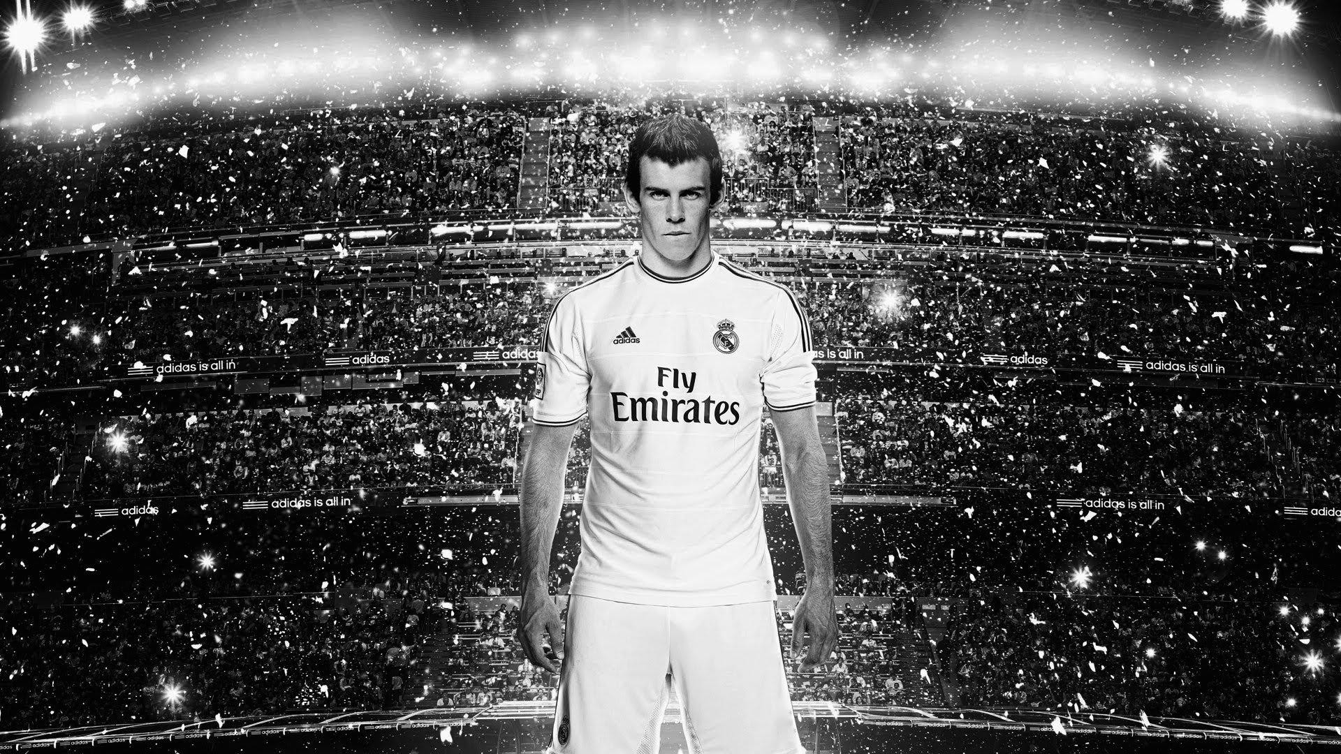 1920x1080 Gareth Bale Real Madrid 2014 Black White wallpaper thumb