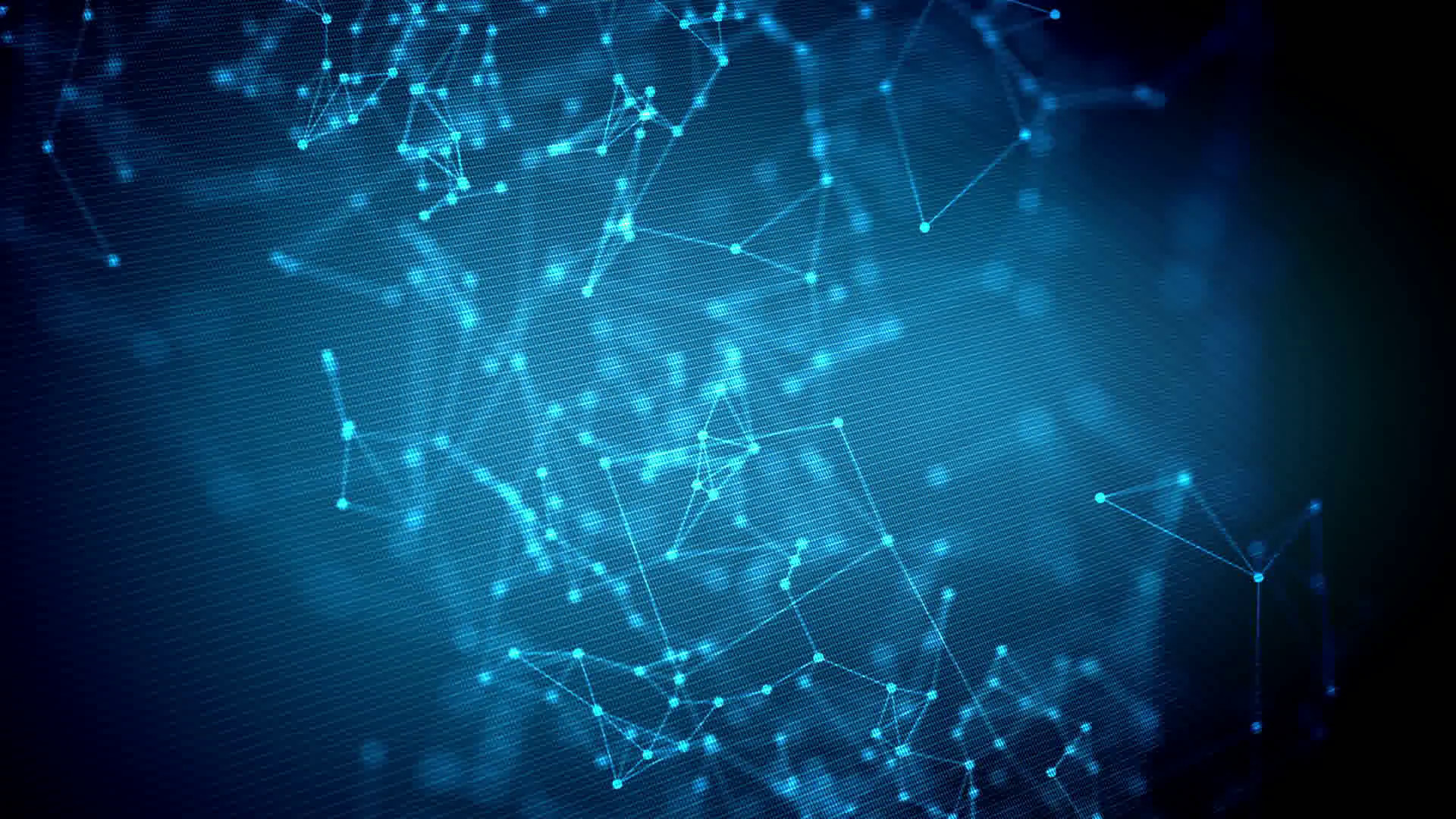 1920x1080 Internet technology concept on computer display with animated dots and  lines of molecule or nuclear on blue background. 4K video.
