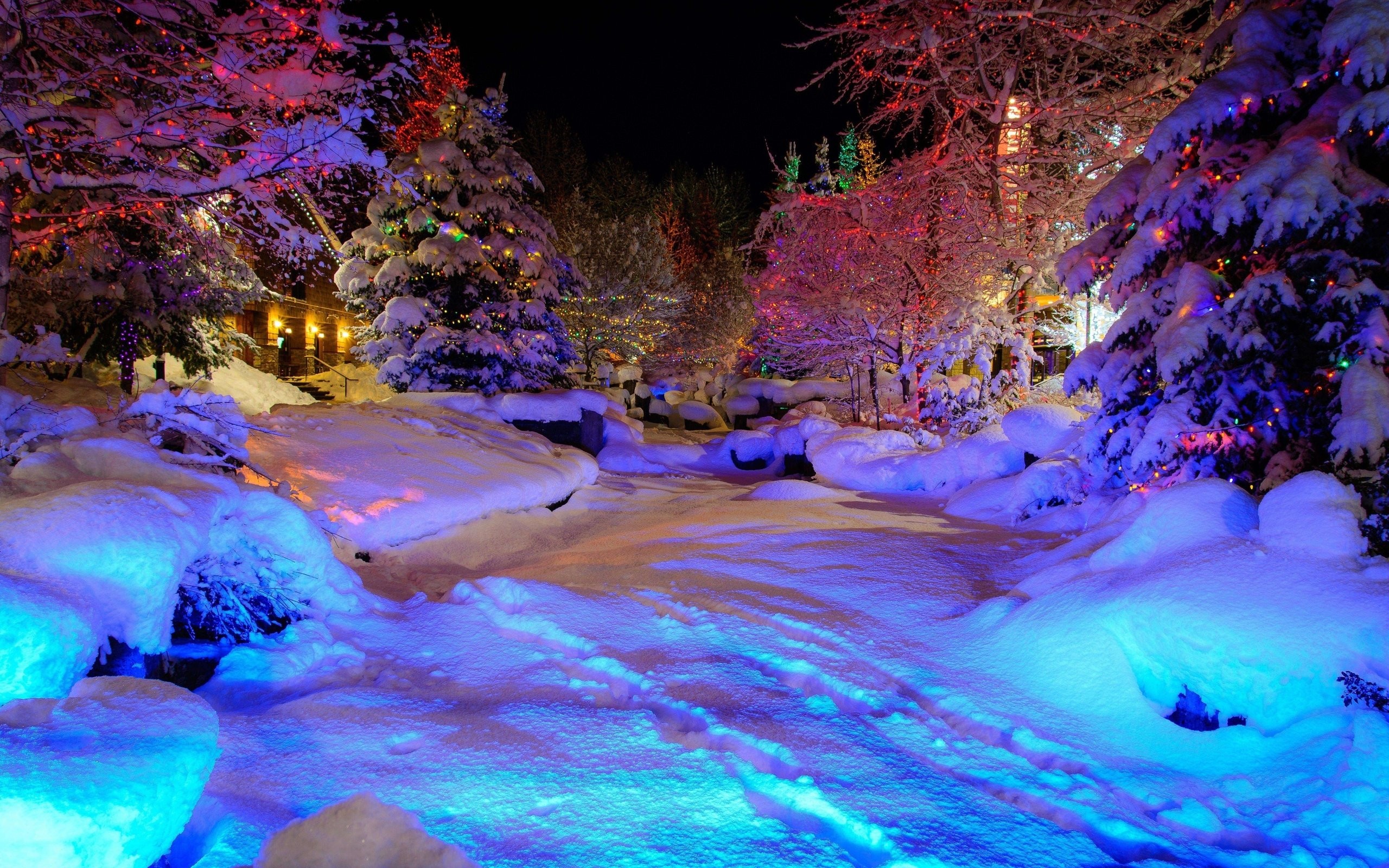 2560x1600 Whistler Village Christmas winter trees garlands psychedelic wallpaper |   | 291400 | WallpaperUP