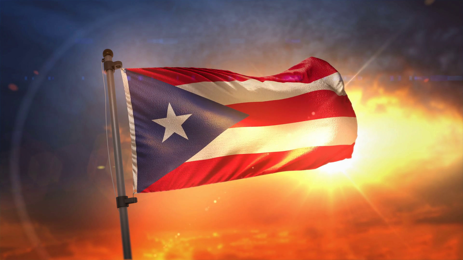1920x1080 Puerto Rico Flag Backlit At Beautiful Sunrise Loop Slow Motion 4K Motion  Background - VideoBlocks