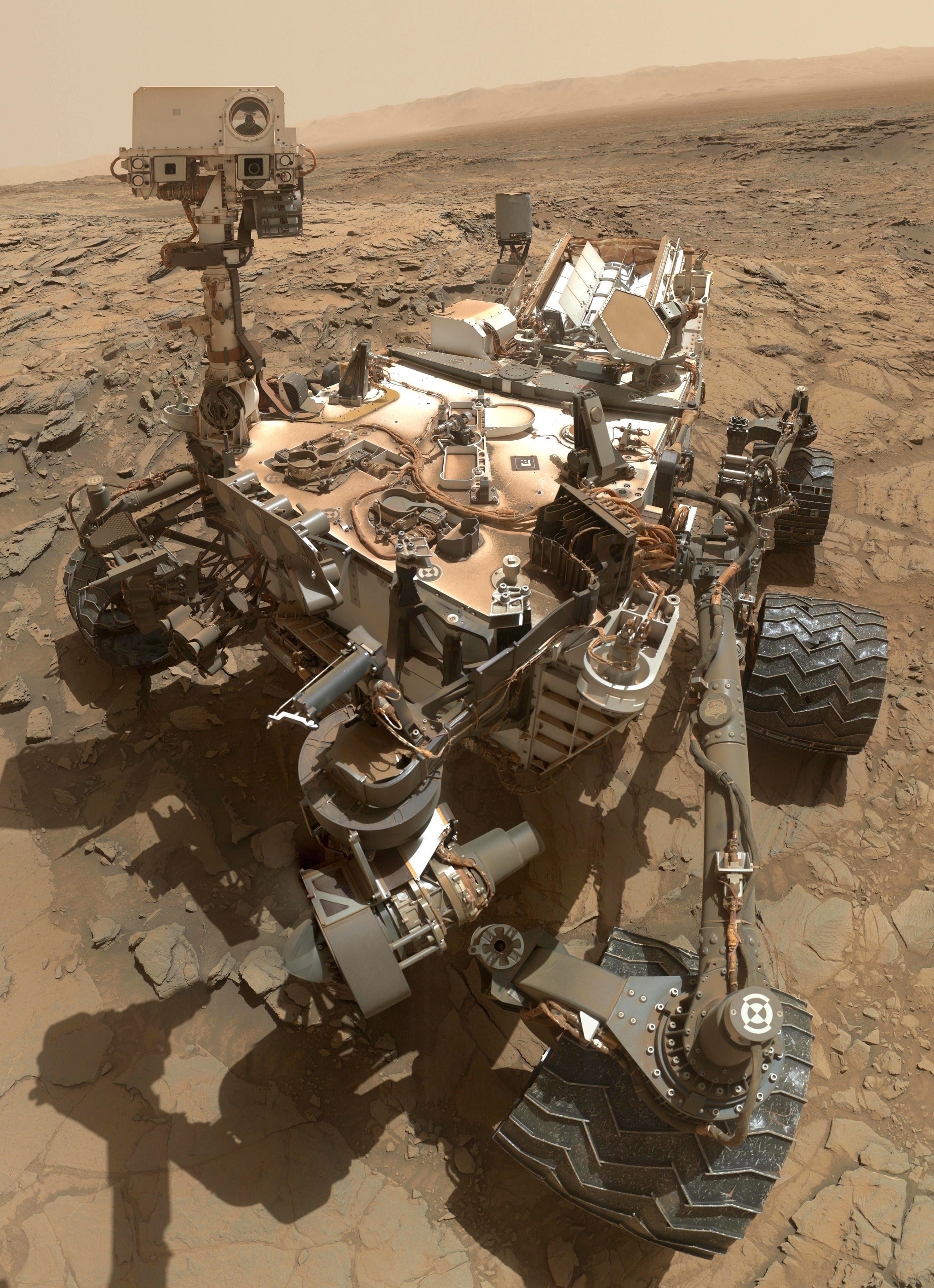 2031x2800 Curiosity, Cosmos, Vehicle, Mars Rover, high angle view, sea