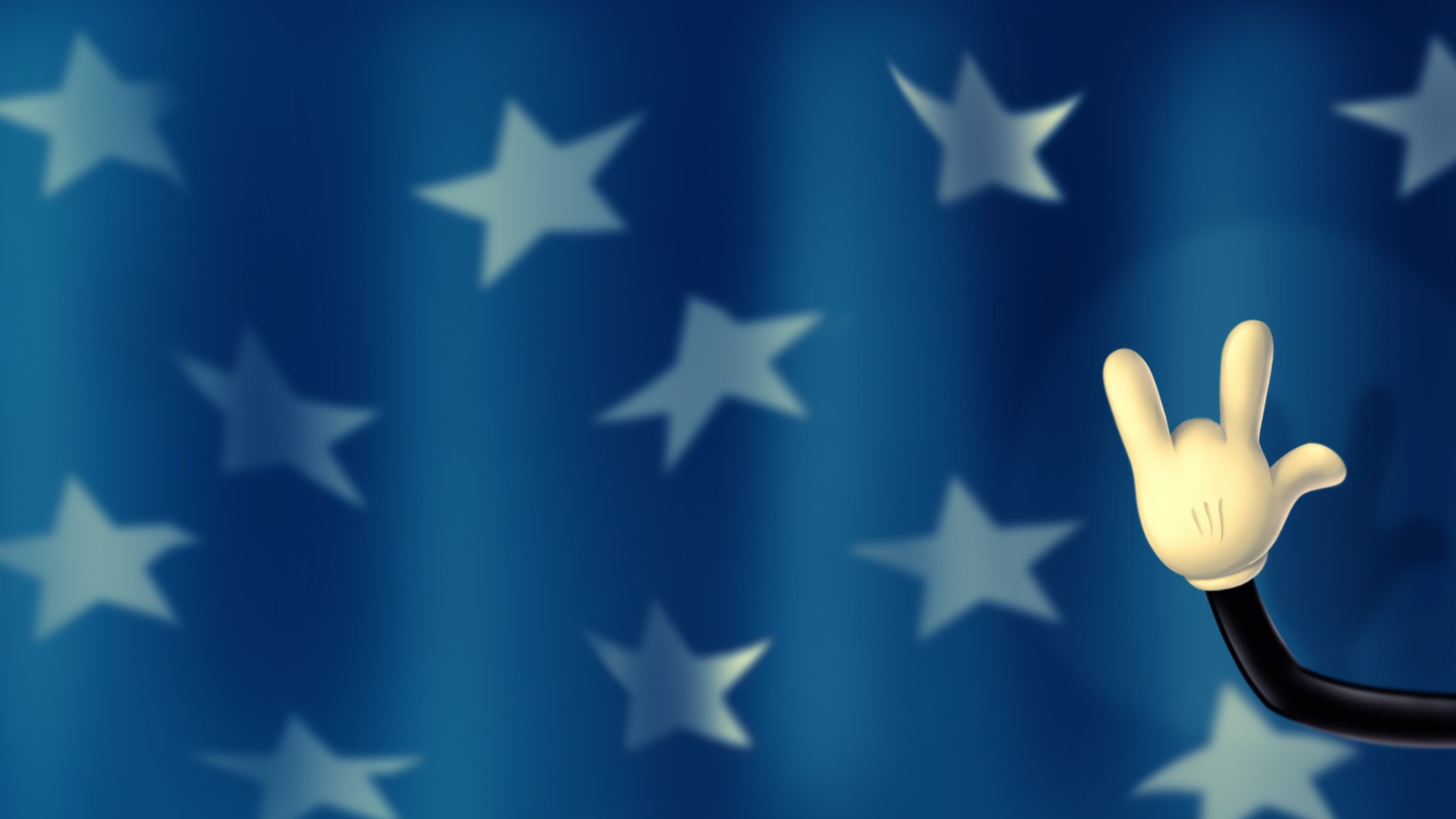 3840x2160 Preview wallpaper walt disney, mickey mouse, hand, fingers, background,  stars 