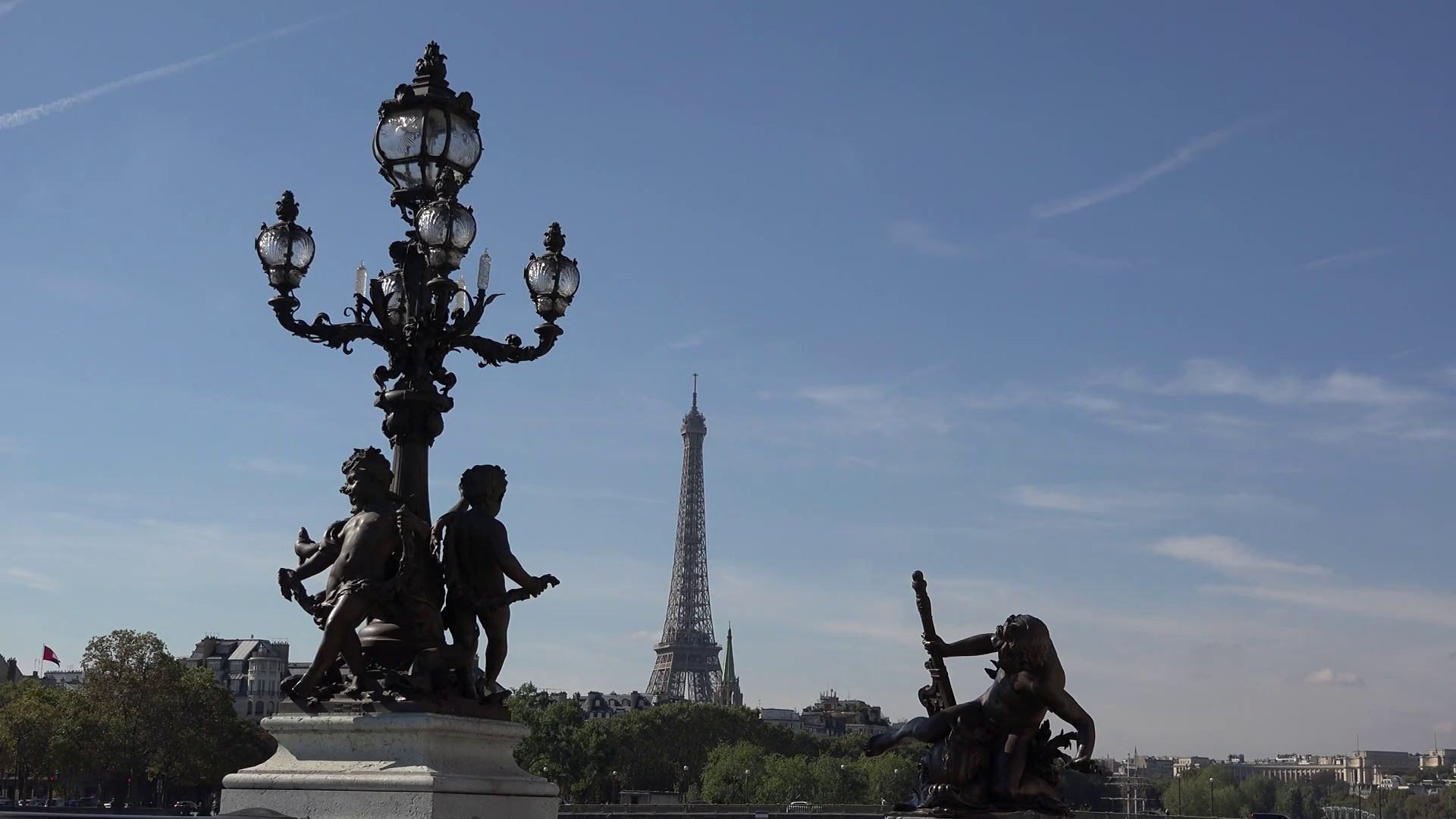 1920x1080 Beautiful statues and Eiffel tower in background, art sights cape, Paris  Stock Video Footage - VideoBlocks