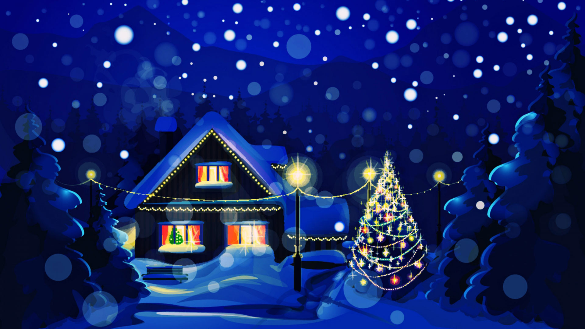 1920x1080 CHRISTMAS CHRISTMAS WINTER NIGHT BLUE DESKTOP BACKGROUND WALLPAPER .