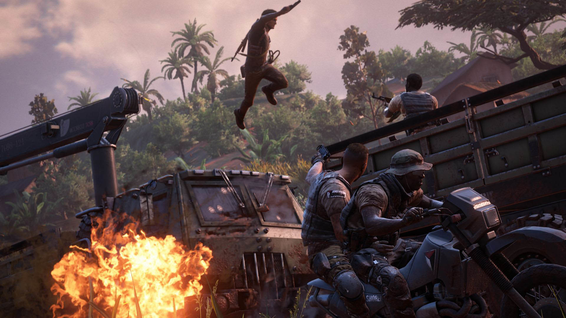 1920x1080 Uncharted 4 Explosive Action Scene on the Road  wallpaper