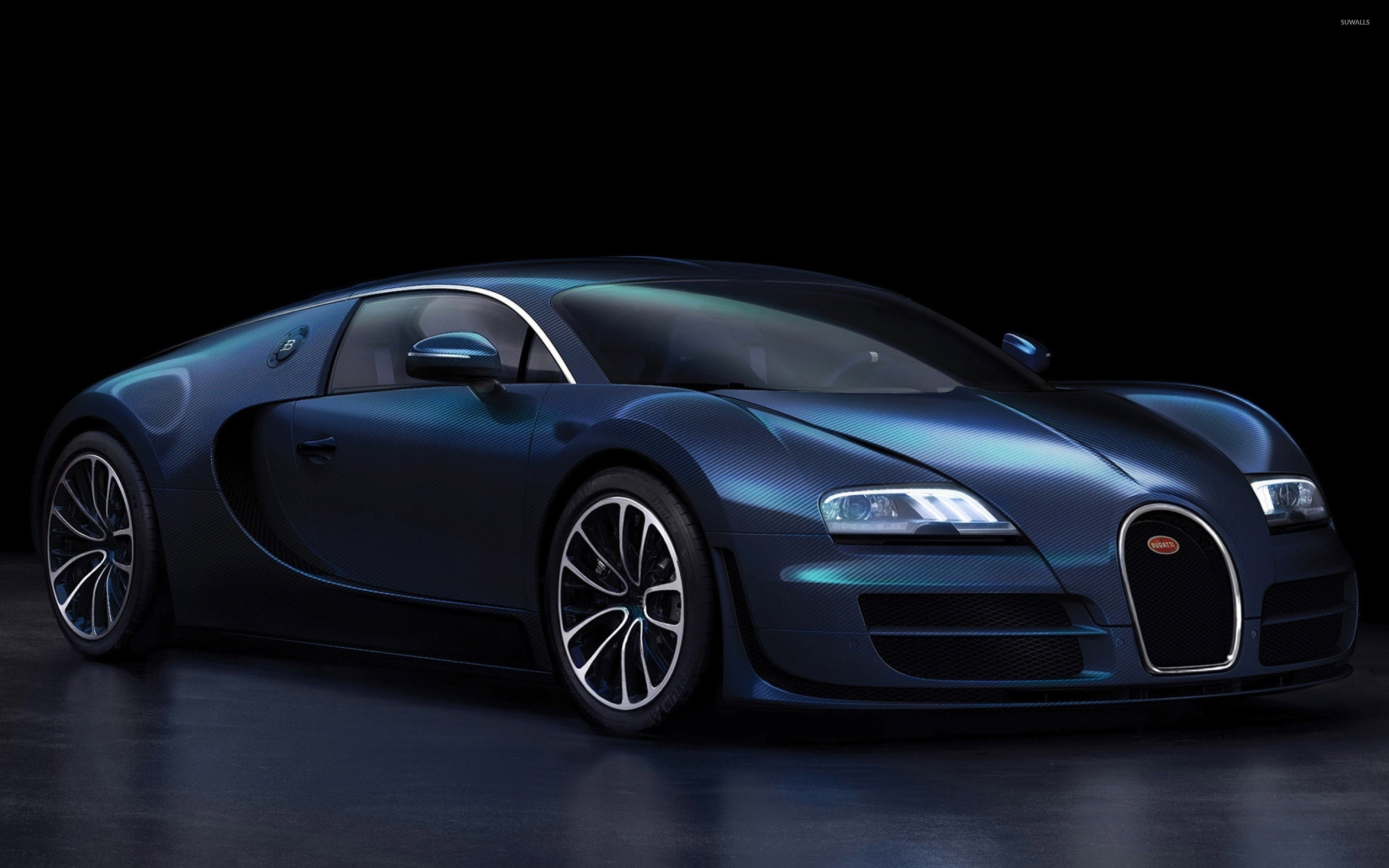 2880x1800 Dark blue Bugatti Veyron front side view wallpaper