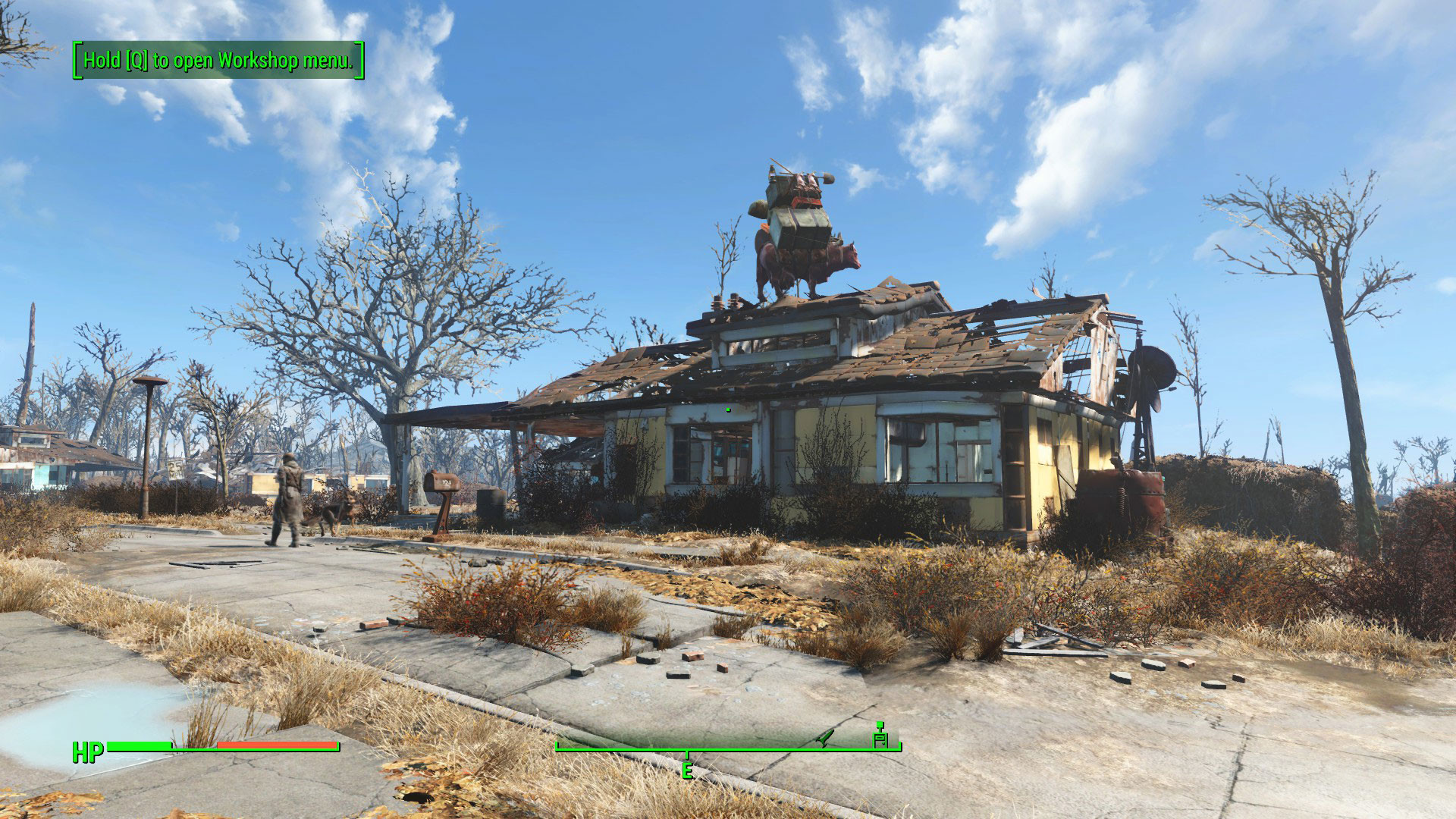 1920x1080 Fallout 4 roof Brahmin