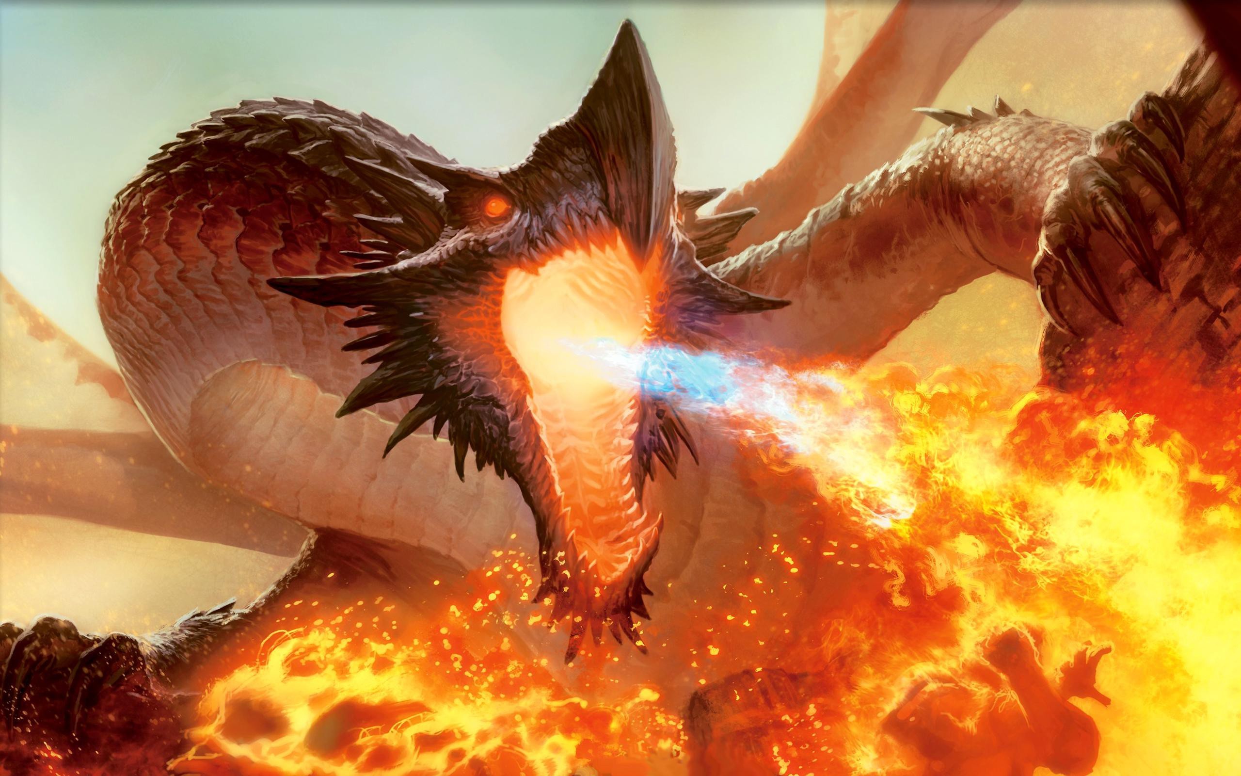 2560x1600 Fire spitting dragon