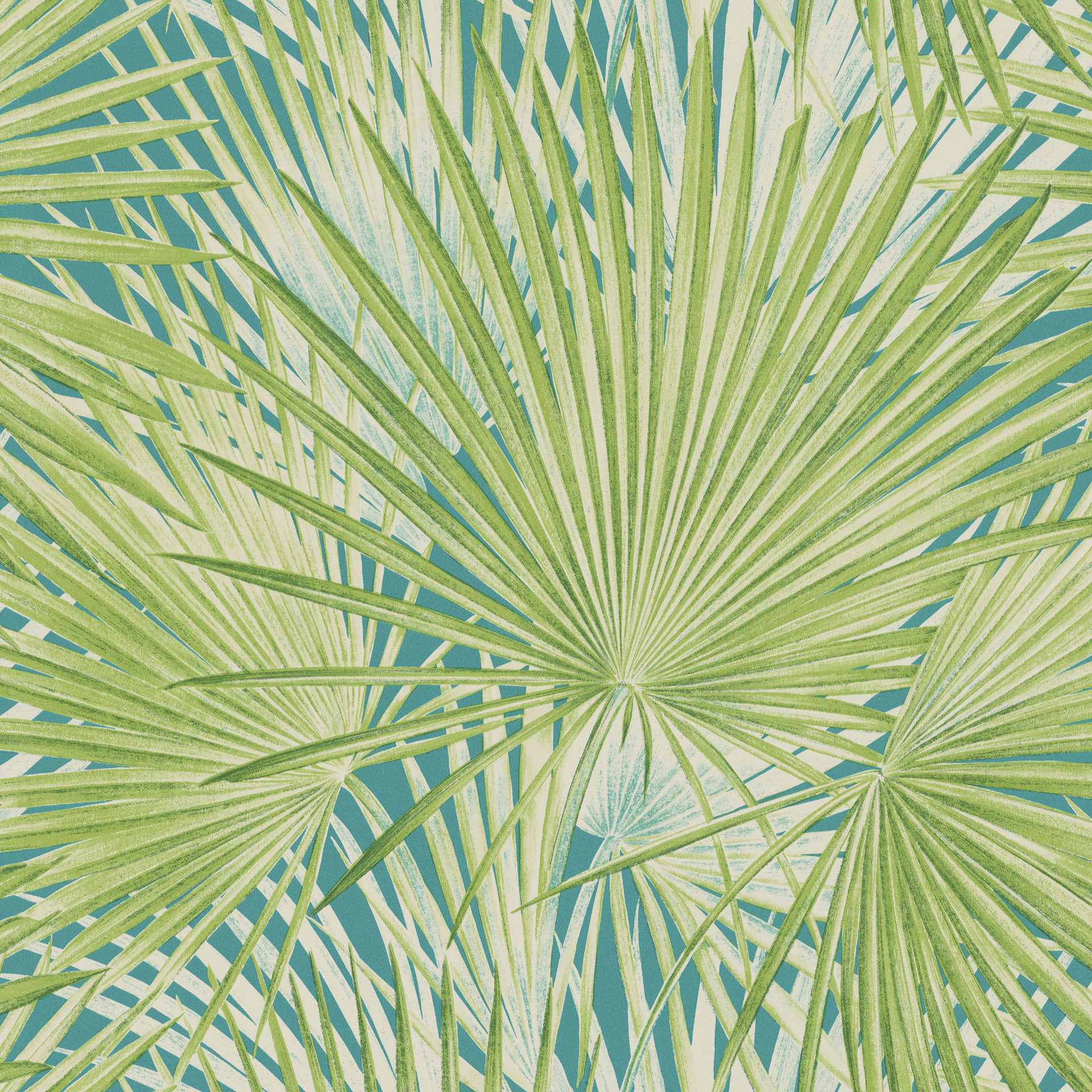 1920x1920 803310 Tropical palm leaf turquoise green Rasch Wallpaper