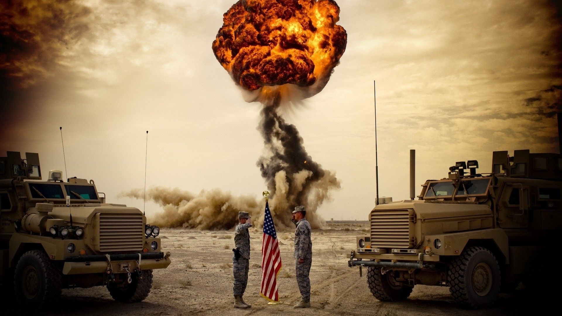 1920x1080 Us army explosions flags wallpaper