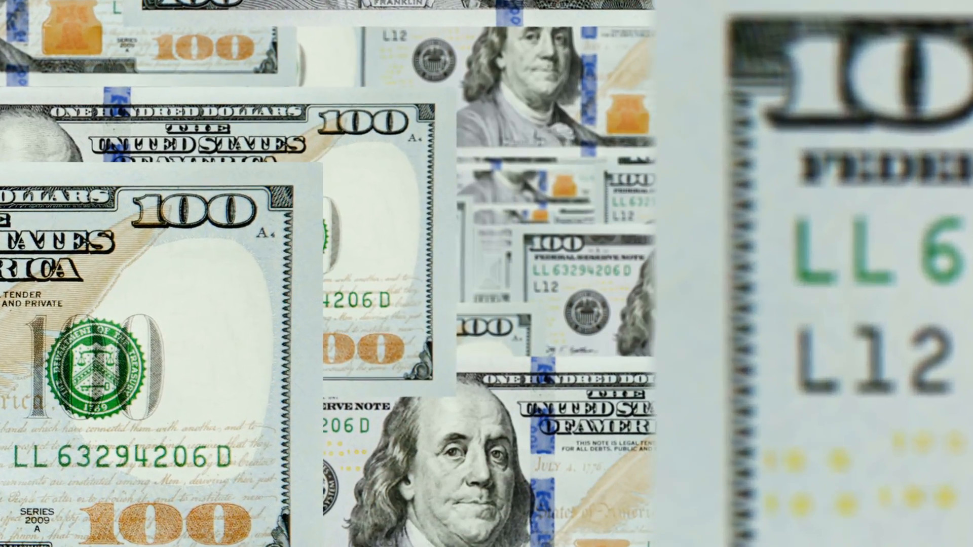 1920x1080 fly trhough new 100 dollar bills animation. perfect for background. Motion  Background - VideoBlocks