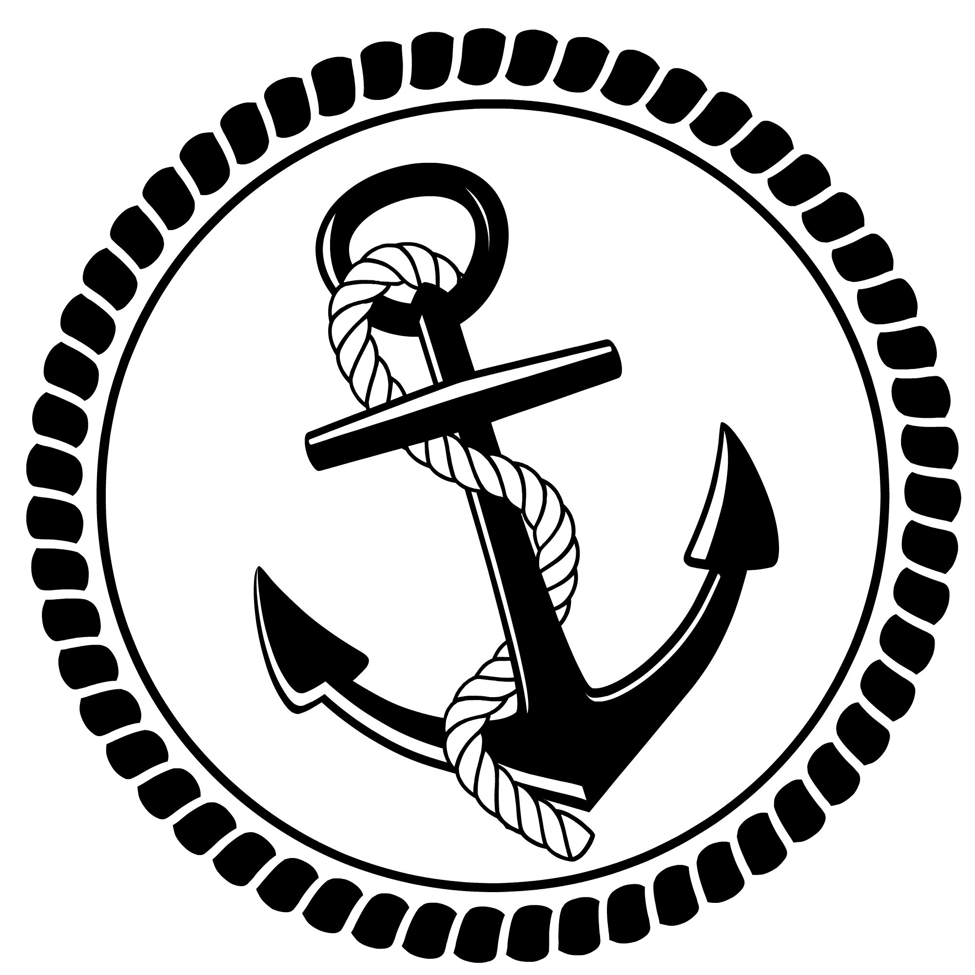 2000x2000 Nautical anchor with rope clipart