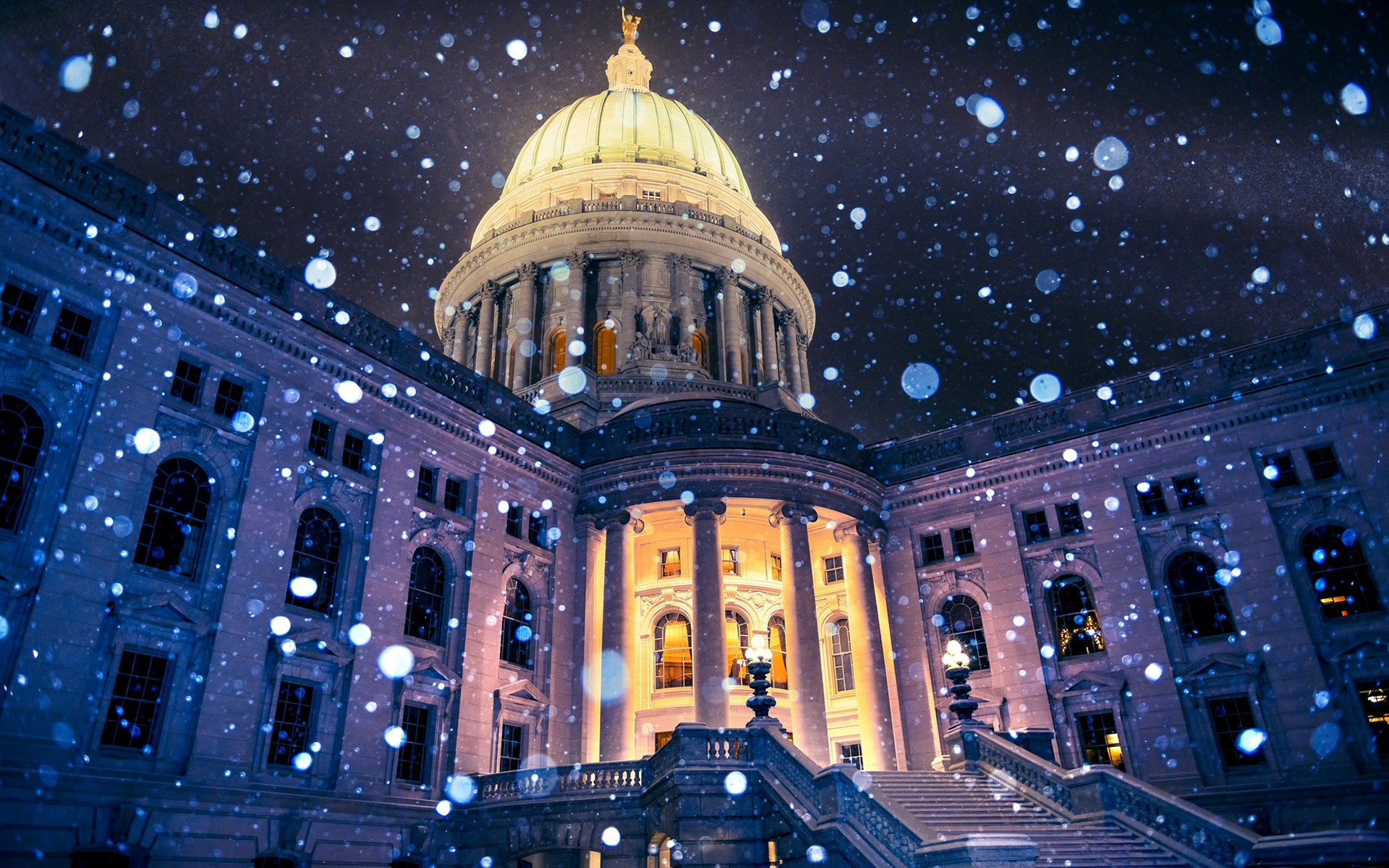 1920x1200 USA Madison Wisconsin Capitol Snowflakes HD Wallpaper