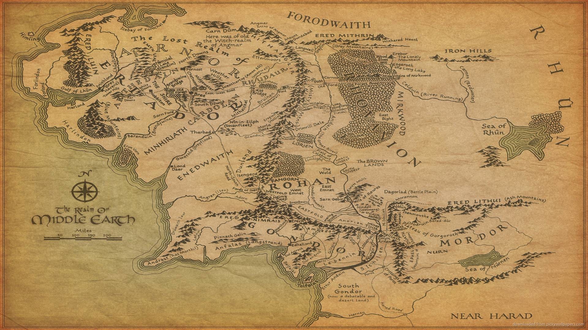 1920x1080  The Map Of Middle-earth Wallpaper