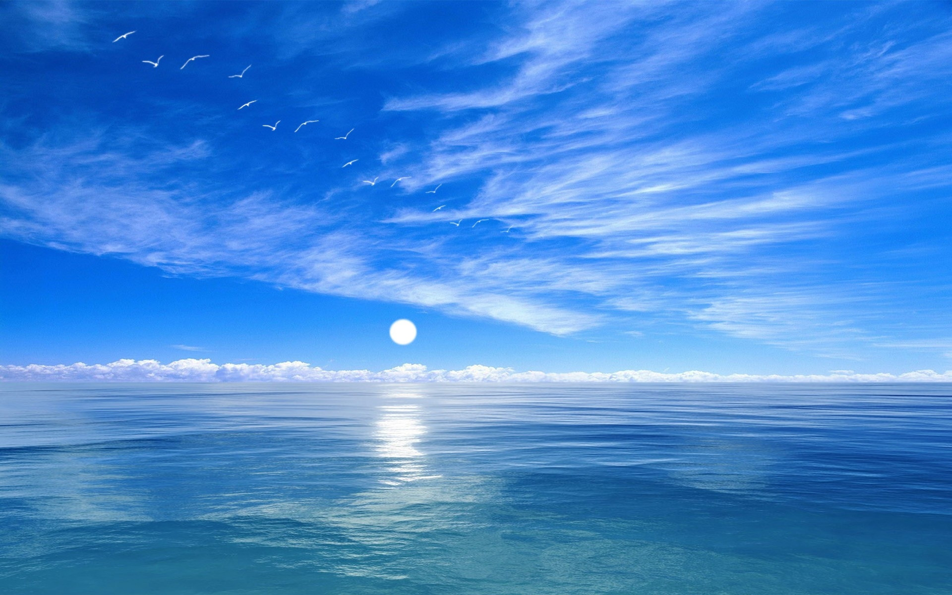 1920x1200 Blue Sky and Ocean Background