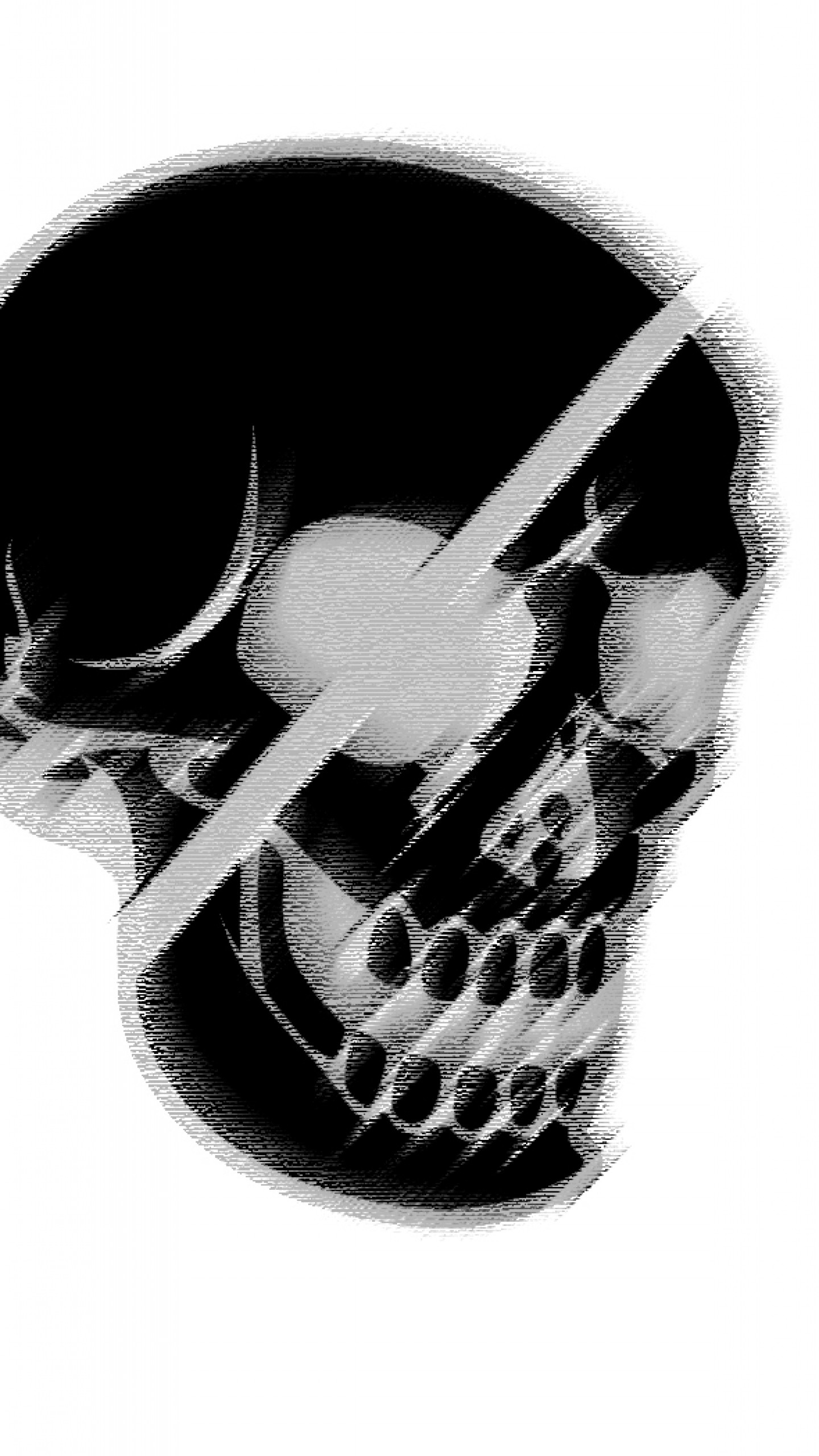 1440x2560  Wallpaper skull, black, white, drawing, pirate
