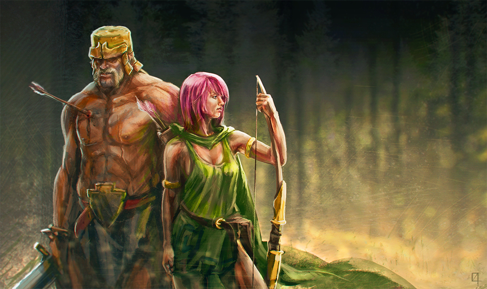 1920x1138 Clash Of Clans Artwork Archer And Barbarian