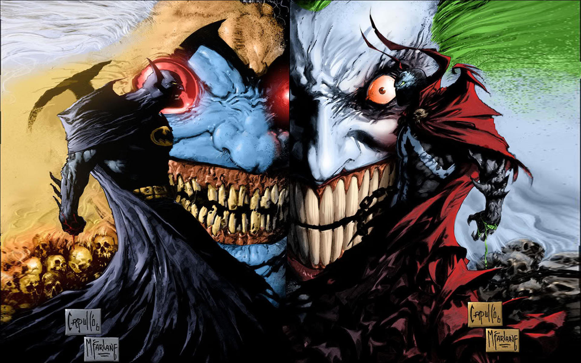 1920x1200 Spawn and Batman Scary Wallpaper Background