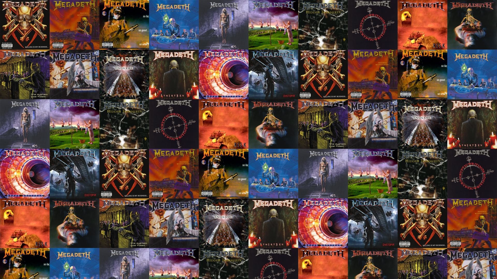 1920x1080 Download this free wallpaper with images of Megadeth – Killing Is My  Business, Megadeth – Peace Sells, Megadeth – So Far So Good, Megadeth –  Rust In Peace, ...