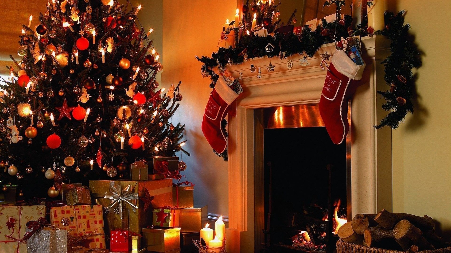 1920x1080 Christmas Fireplace Background Images Pictures Becuo | ChristmasThing