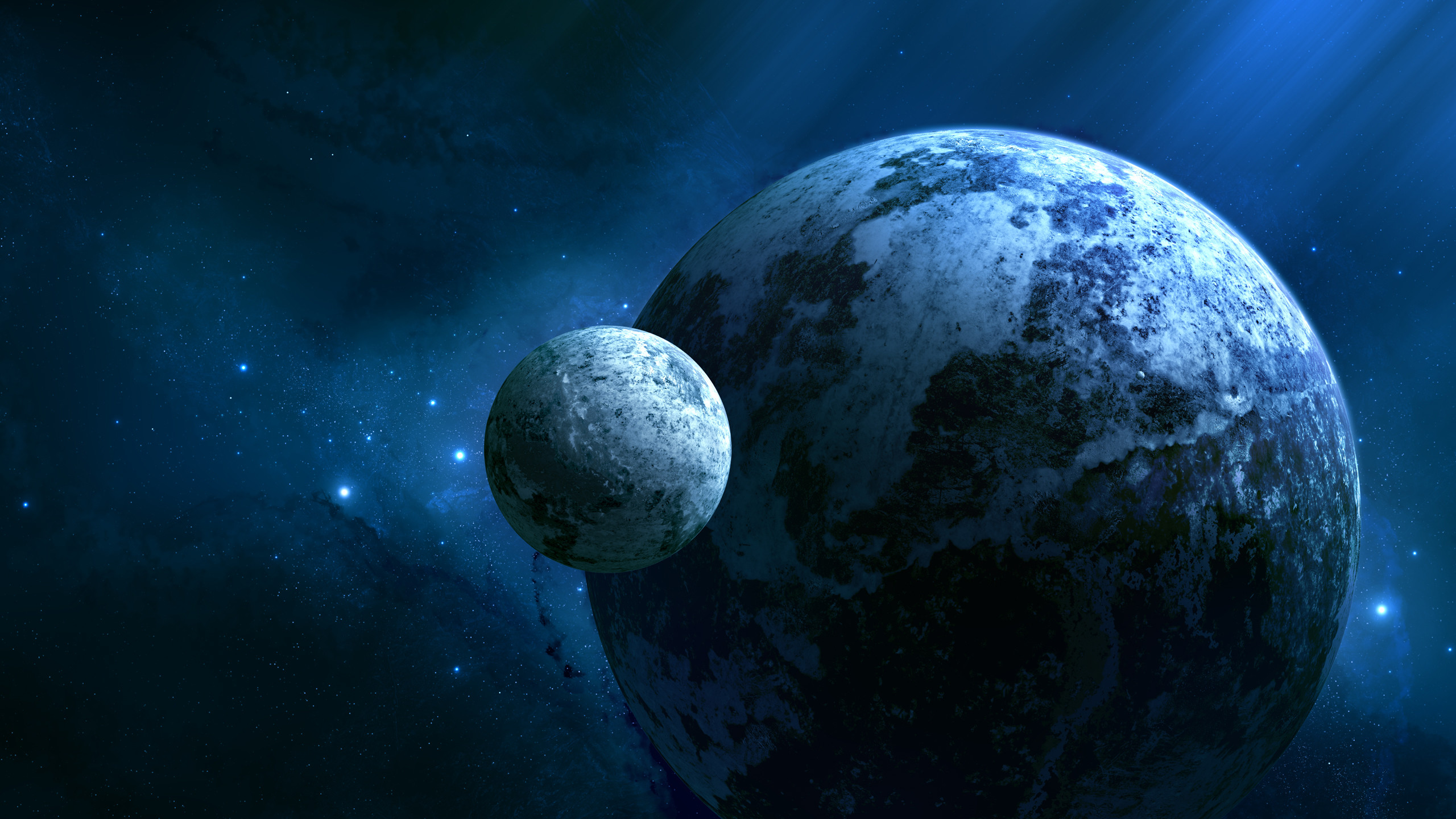 2560x1440 Earth and Moon Background